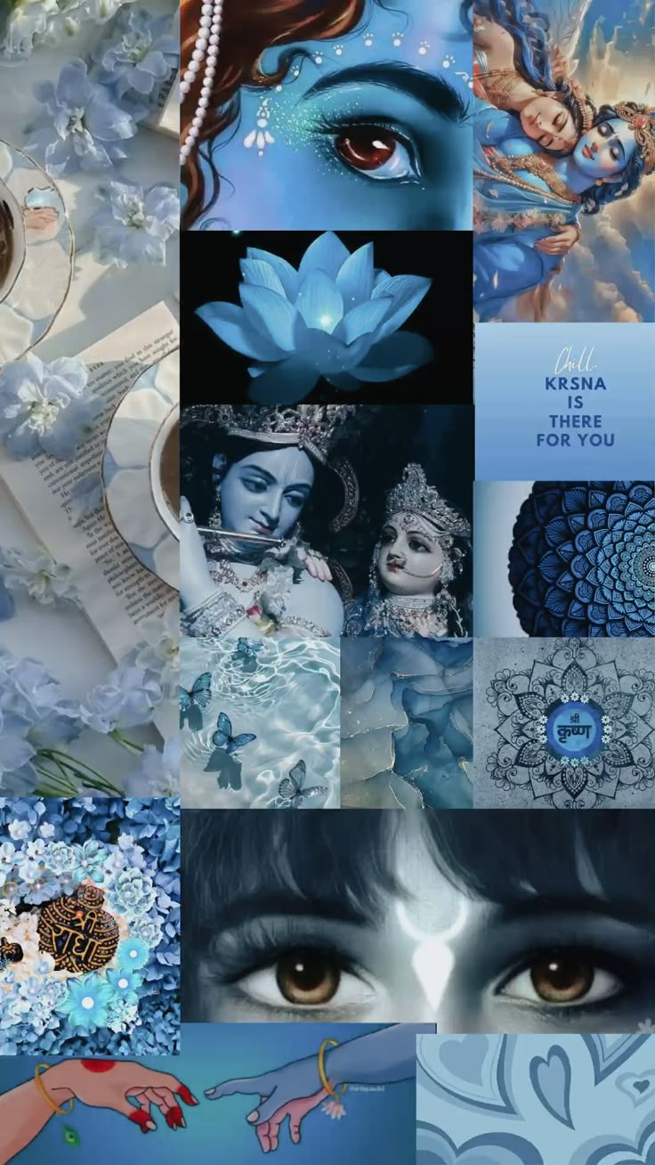 Radha Krishna blue aesthetic wallpaper