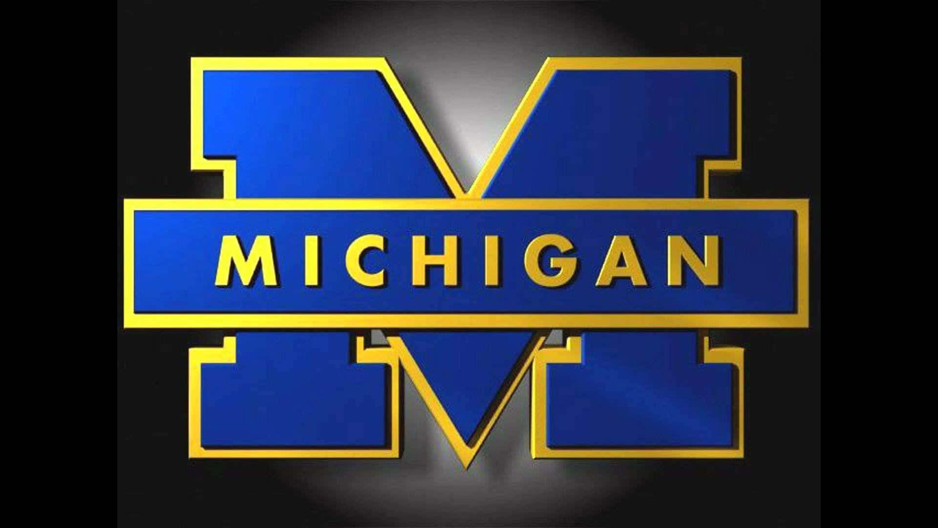 Download Michigan Logo On A Black Background Wallpaper