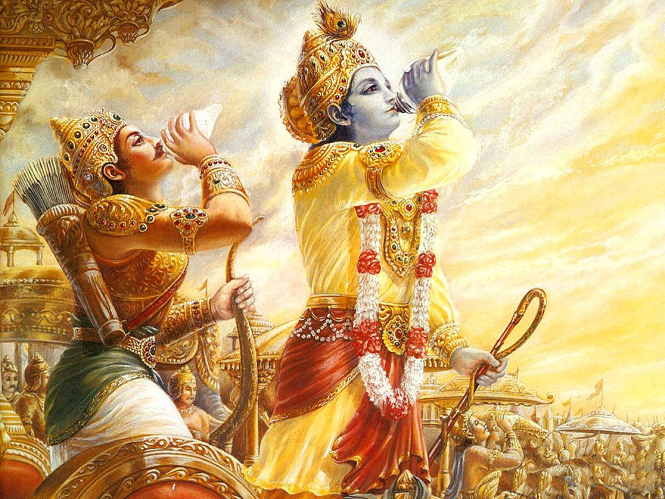 Download Krishna Arjun Kurukshetra War Wallpaper