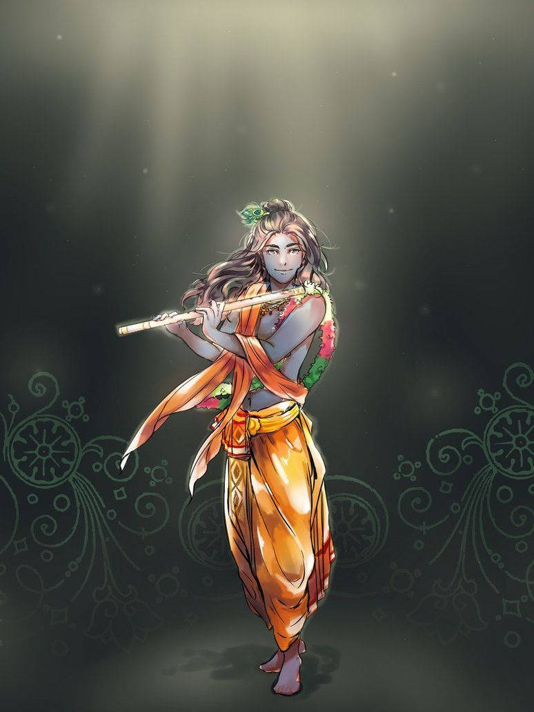 Download Divine Guidance: Mahabharat's Lord Krishna in animated glory Wallpaper