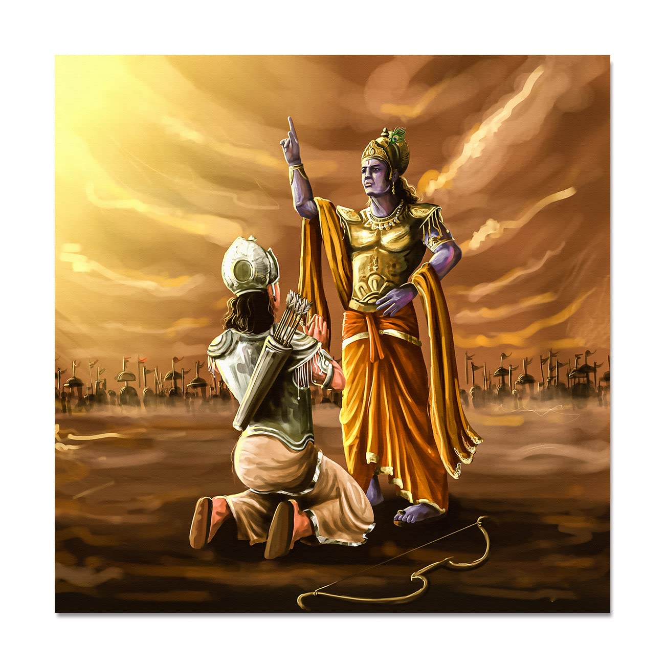 Mituja Religious Canvas Paintings Krishna With Arjun Mahabharat Painting for Living Room Hotel Pooja Ghar Bedroom. Premium Cotton. Unframe. Large Size X 35 Inches, Amazon.in: Home & Kitchen
