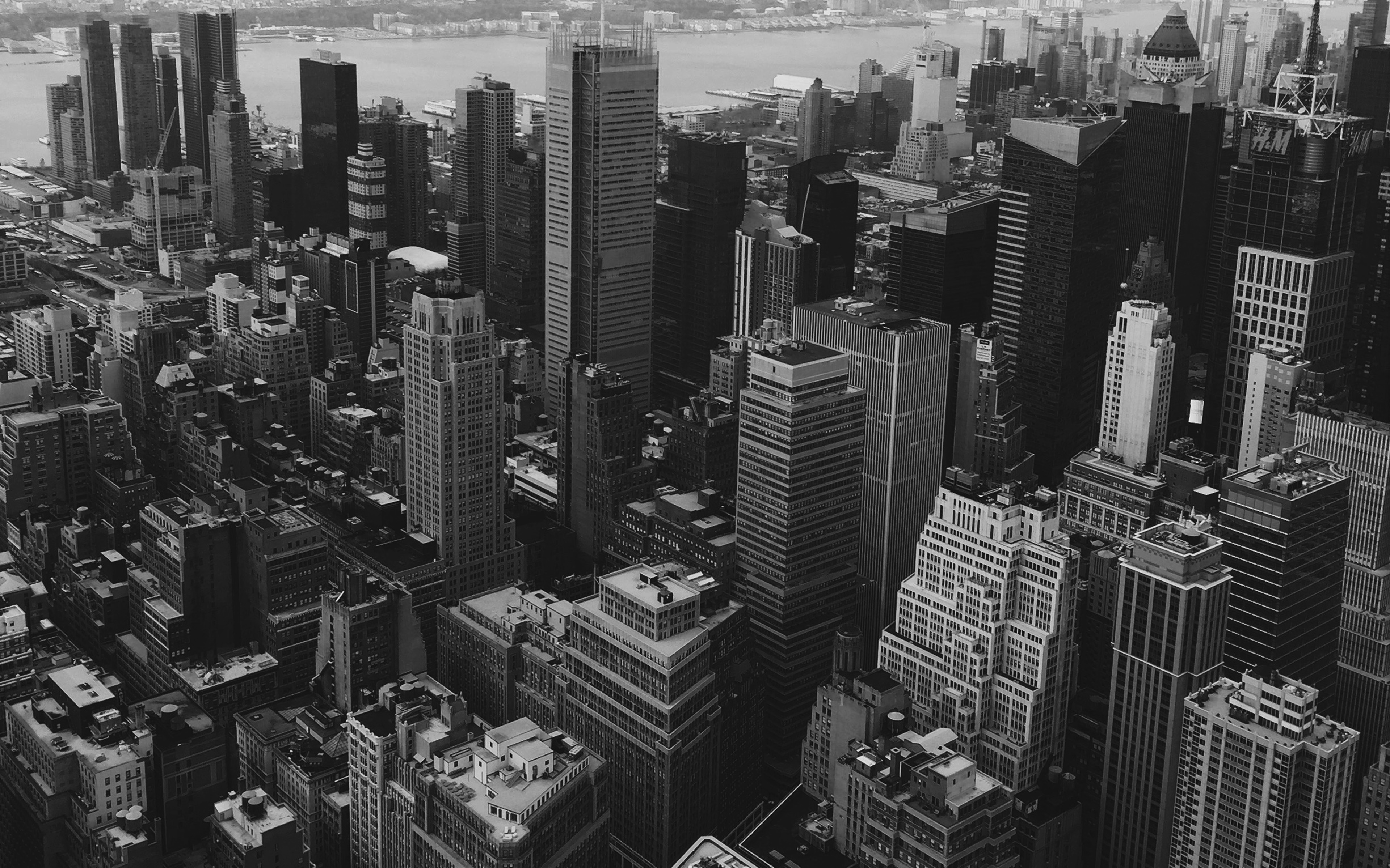 wallpaper for desktop, laptop. cityview sky newyork hm river bw dark