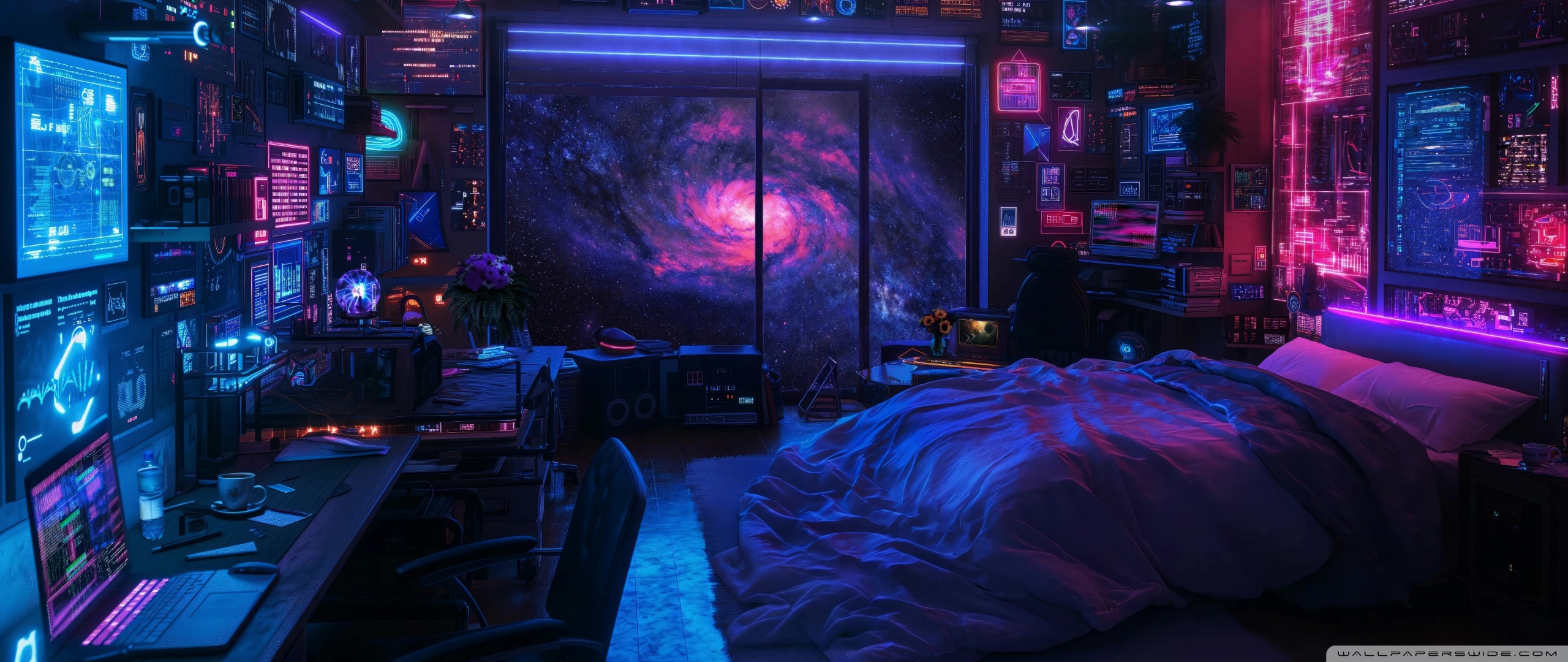 Science Fiction, Bedroom, Futuristic, Neon, High tech, Galaxy 4K UHD Wallpaper for UltraHD Desktop and TV