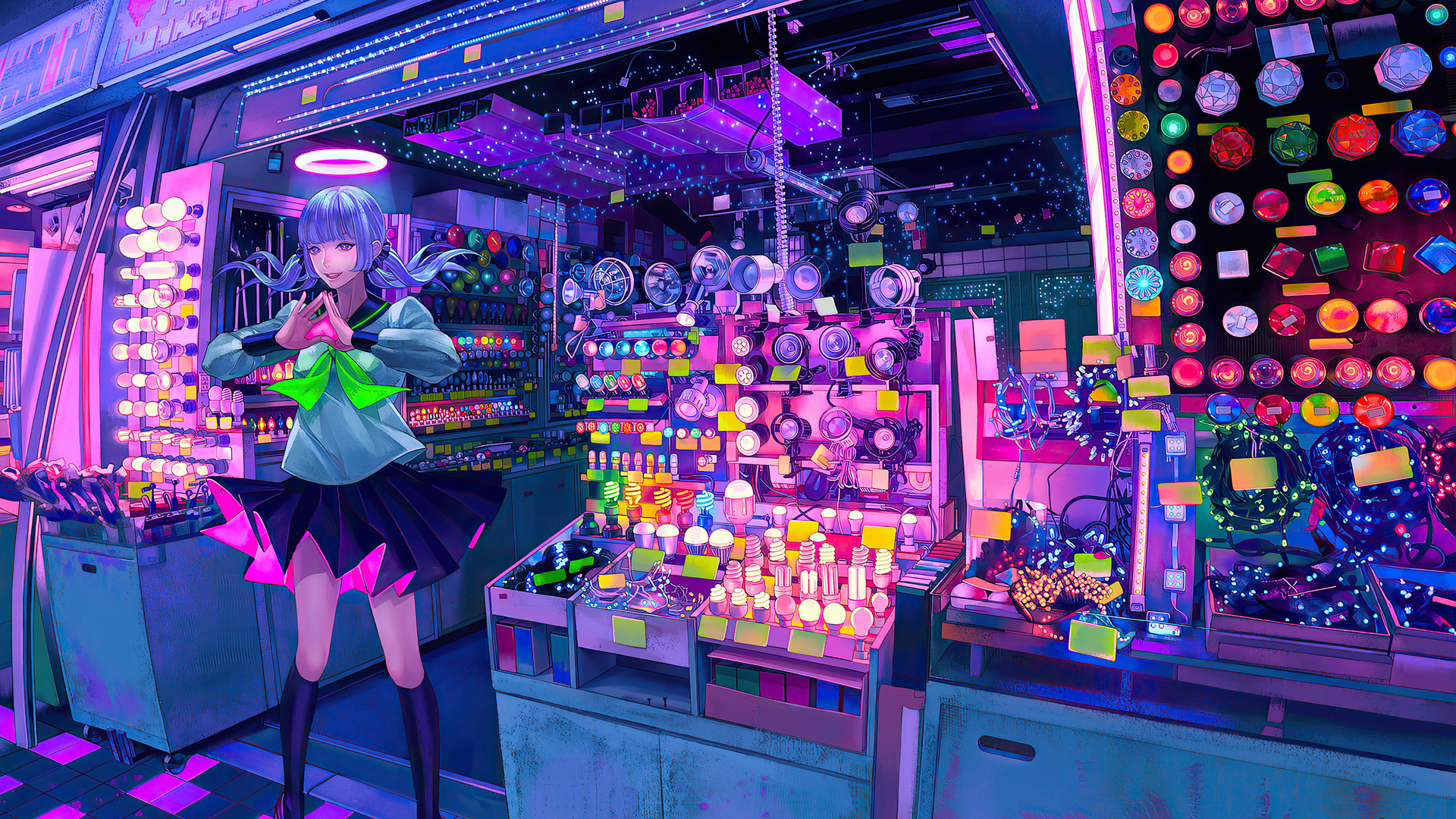 Girl Cyberpunk Shop 4k