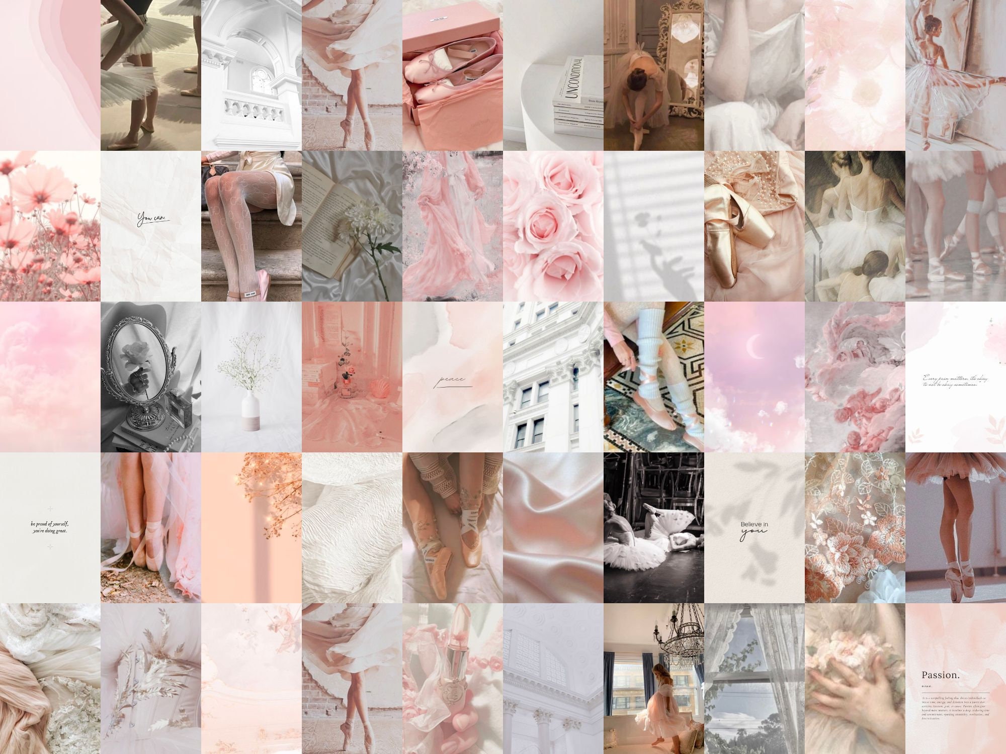 On Pointe Balletcore 50pcs Collage Kit dancer aesthetic wallpaper pastel pink room decor 4x6 in