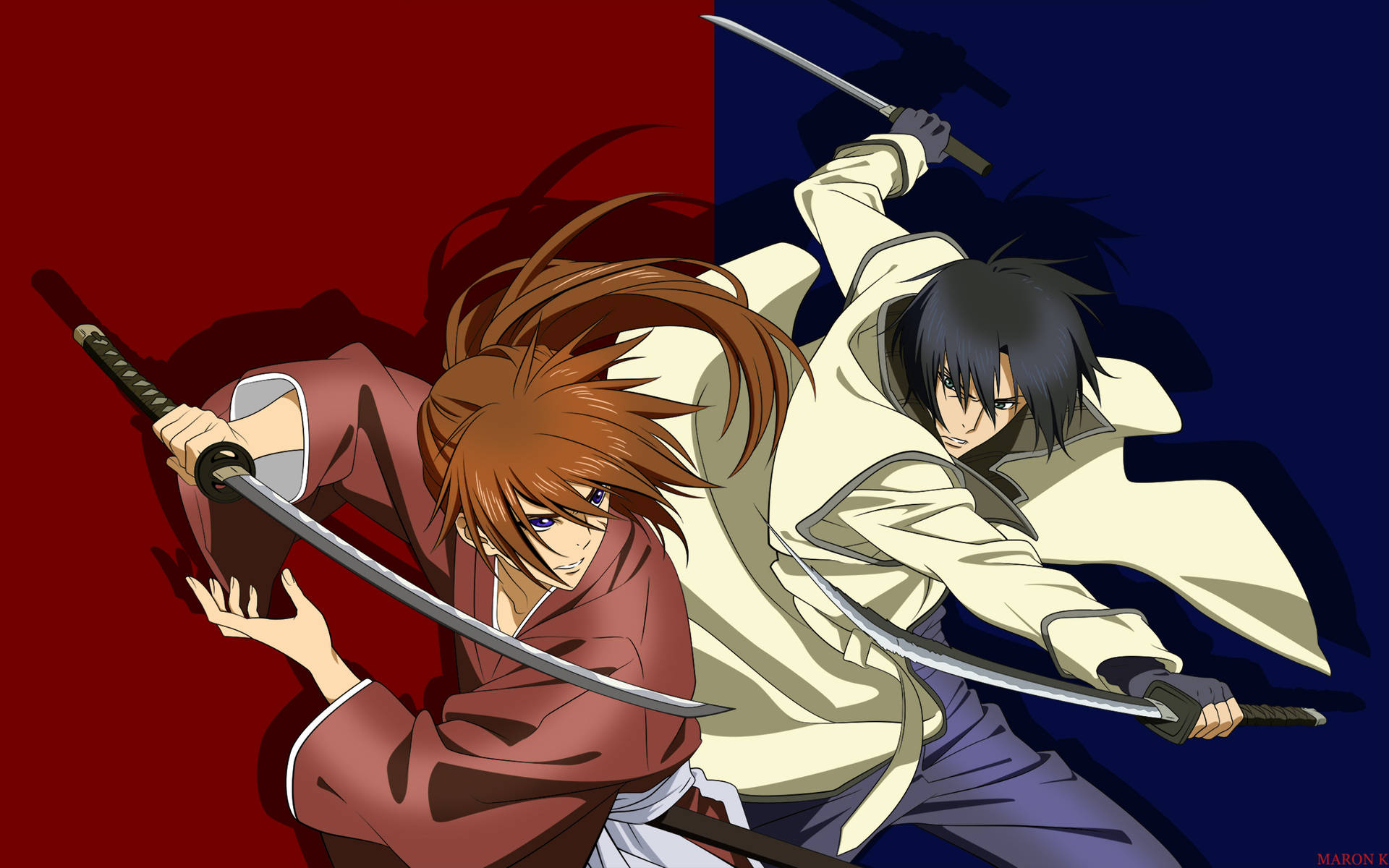 Download Samurai X Kenshin And Aoshi Wallpaper