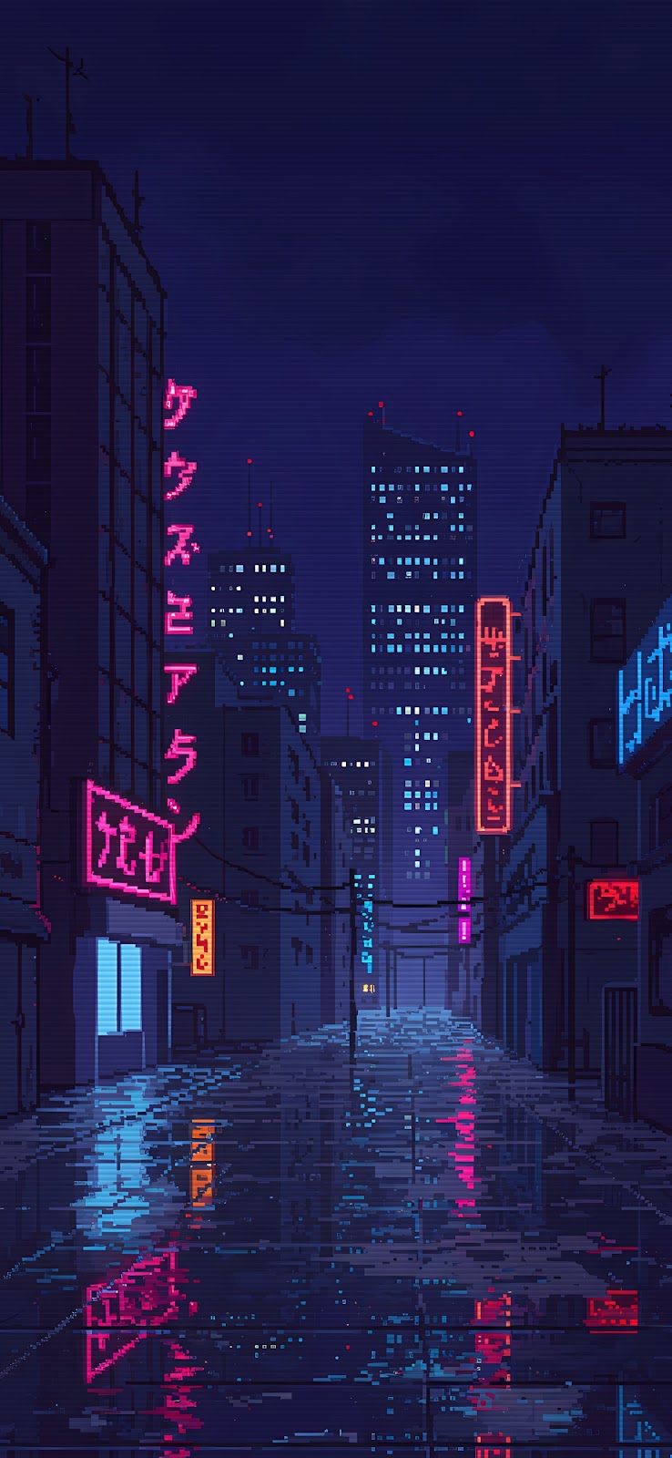 Cyberpunk City iPhone Wallpaper: Rainy Night