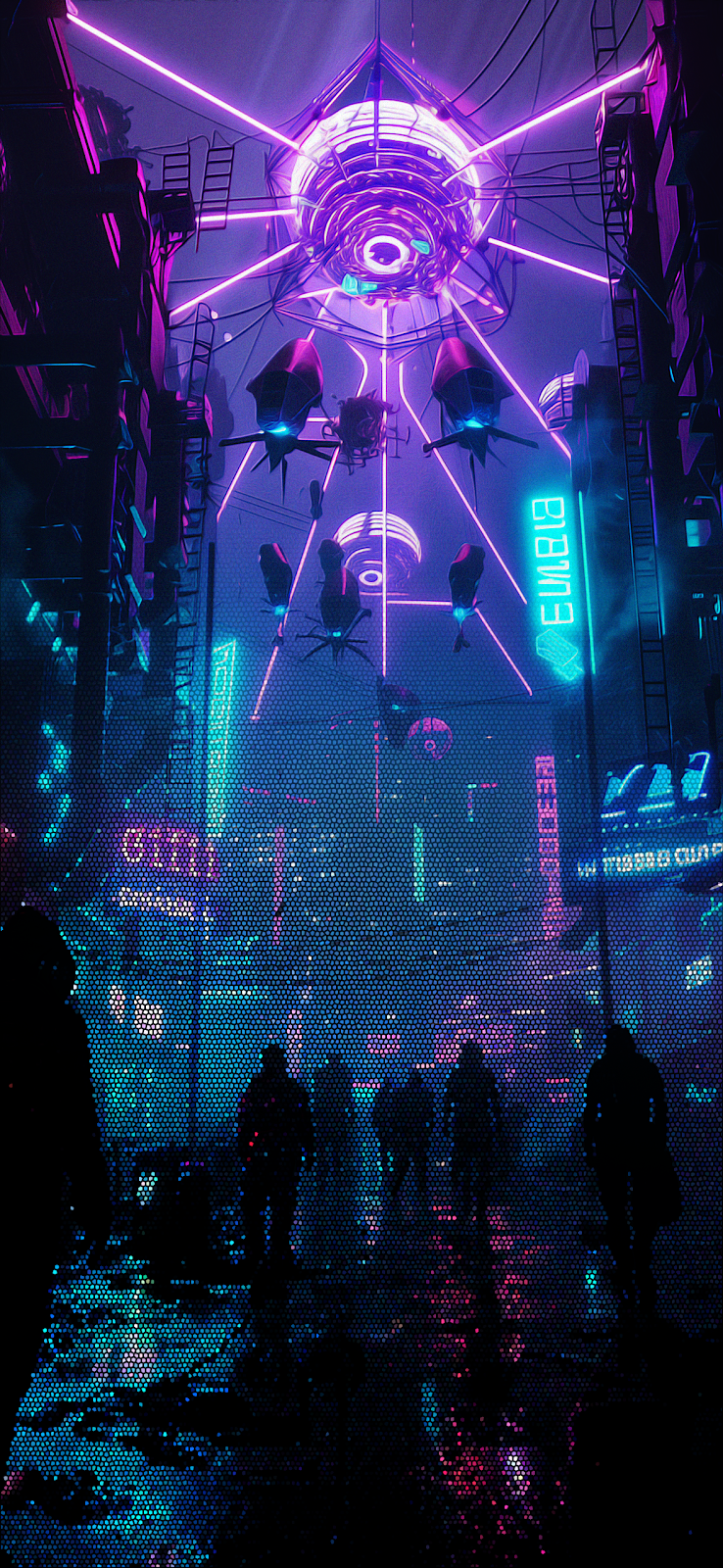 iPhone Wallpaper Cyberpunk City Under Alien Surveillance