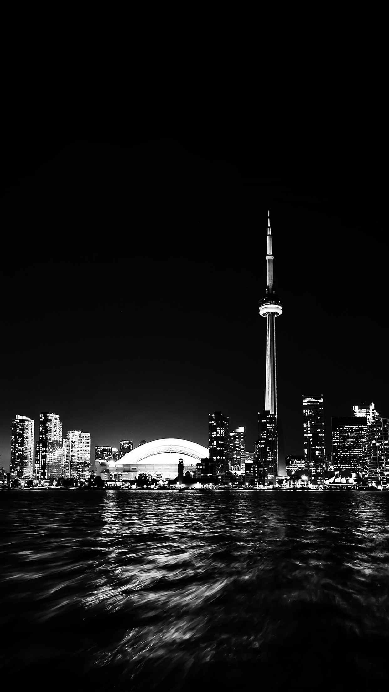iPhone X wallpaper. toronto city night missing tower dark cityview bw