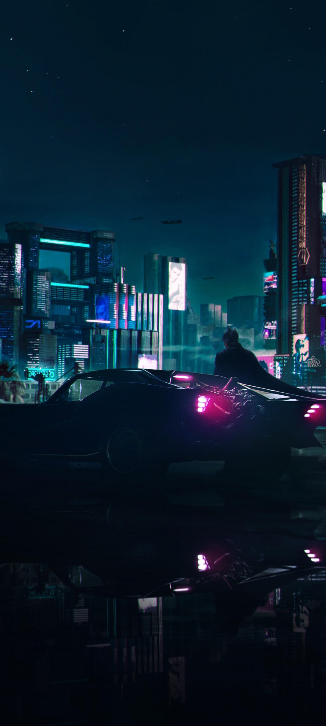 Batman Wallpaper 4K, Cyberpunk, Batmobile, Neon