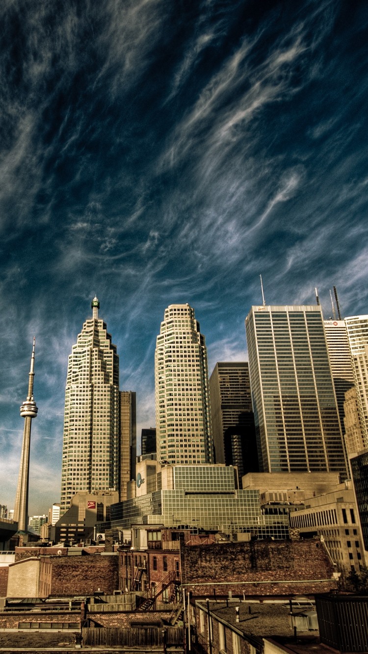 Wallpaper Toronto, Canada, skyscrapers, tower, sky, clouds, cityscape 3840x2160 UHD 4K Picture, Image