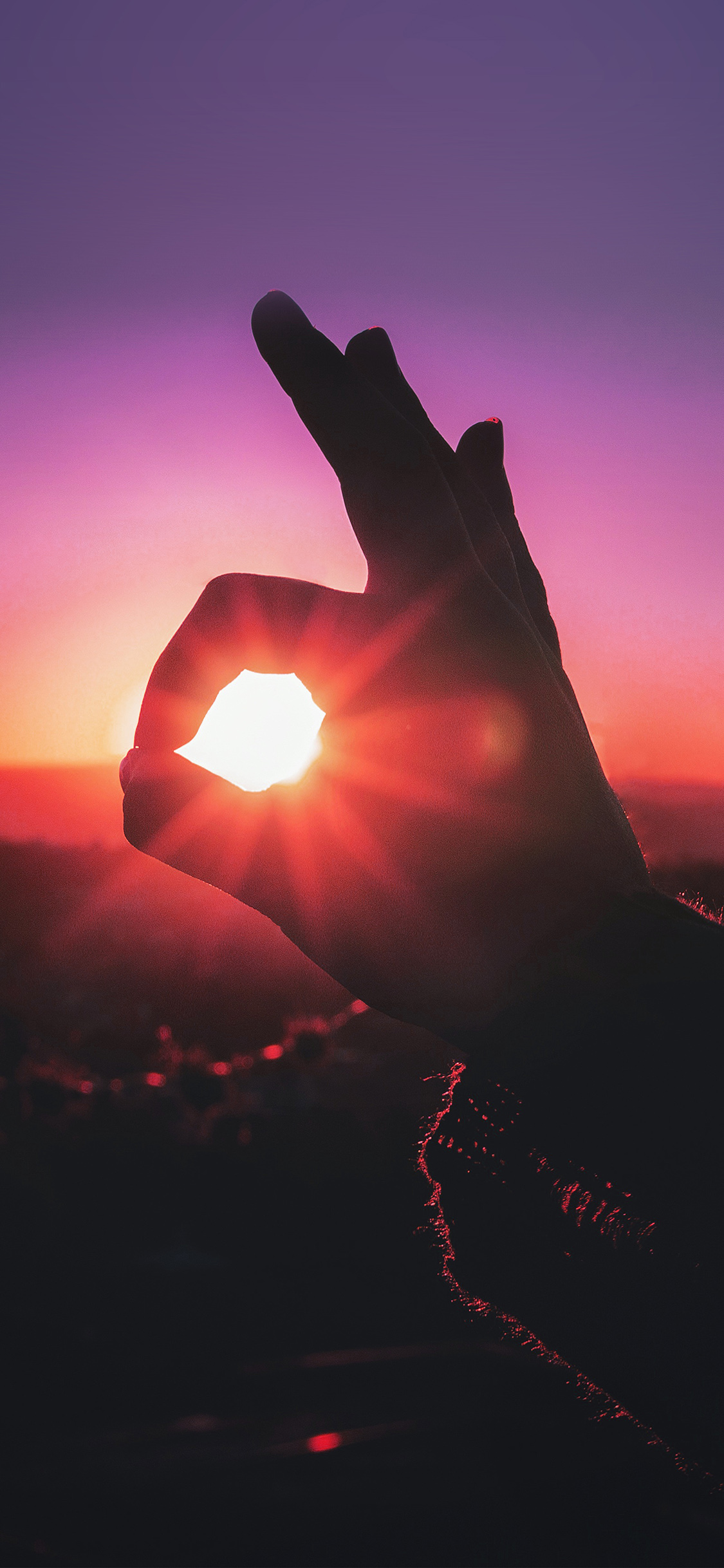 iPhone X wallpaper. okay hand nature sun illustration art red