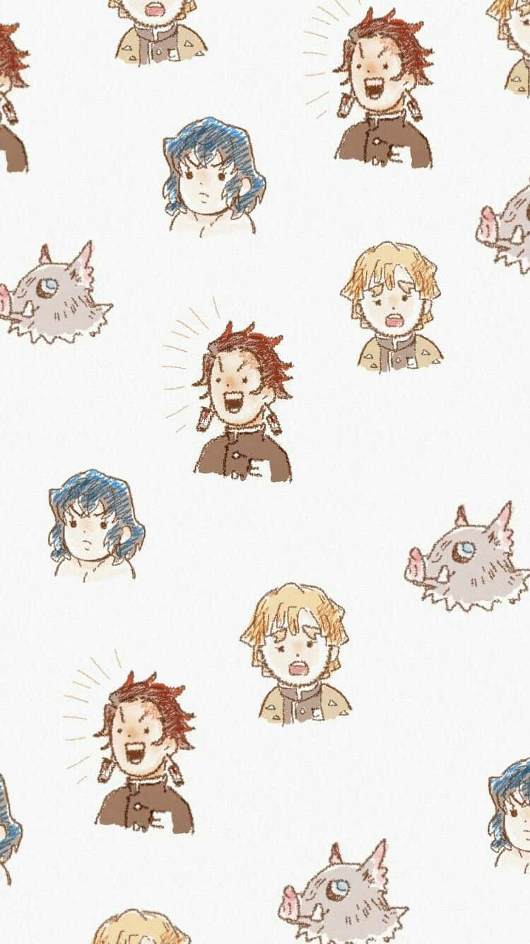 Download Cute Demon Slayer Characters Tanjiro Zenitsu And Inosuke Wallpaper