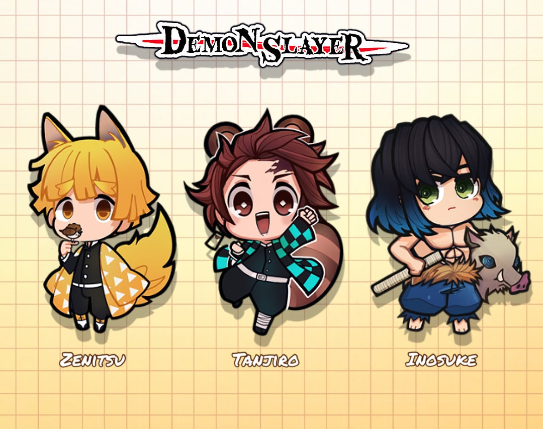 Sticker Pack Kimetsu No Yaiba Slayer Tanjiro Inosuke Zenitsu Stickers