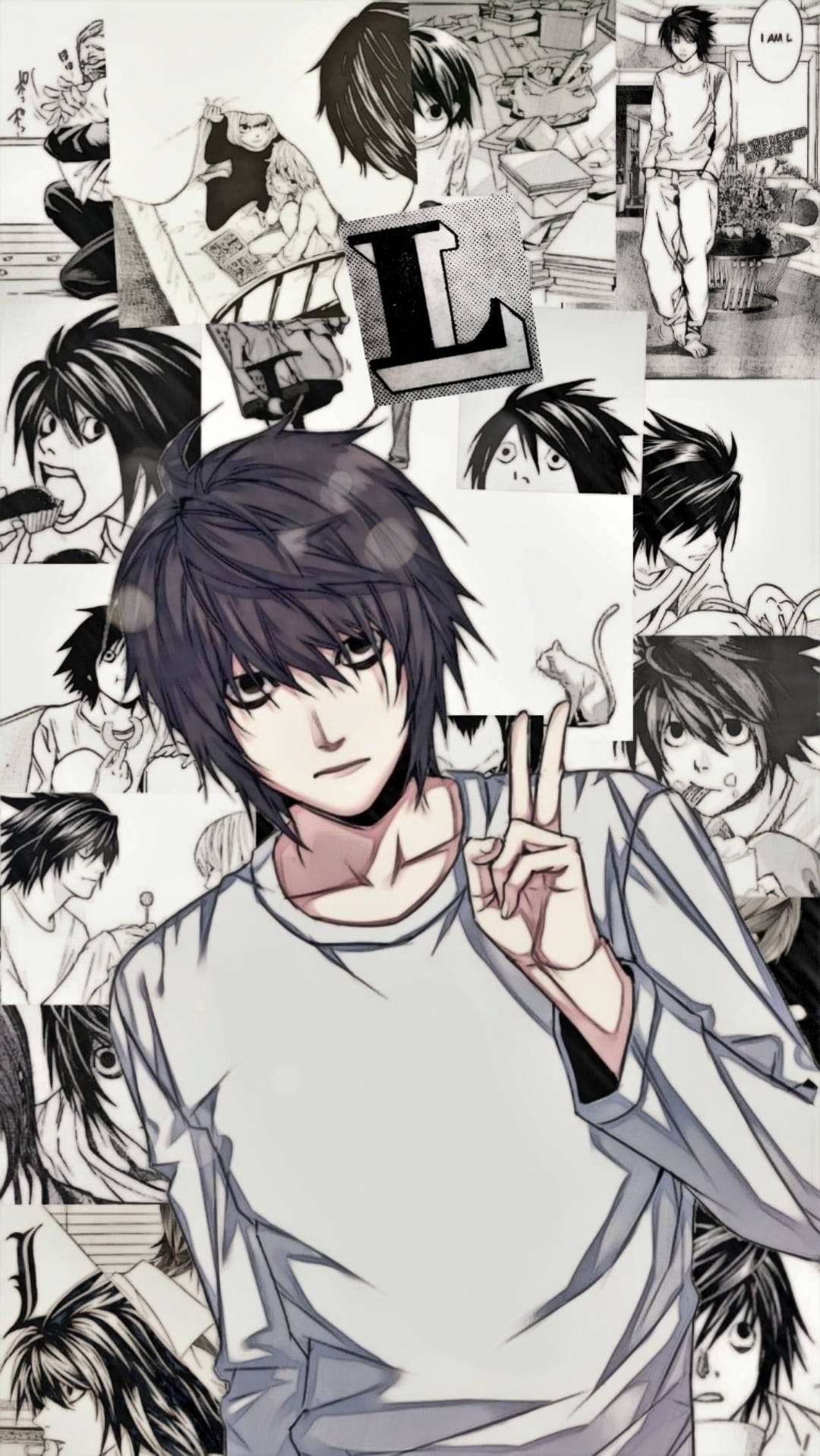 Download Collage Of L In Death Note Phone Wallpaper