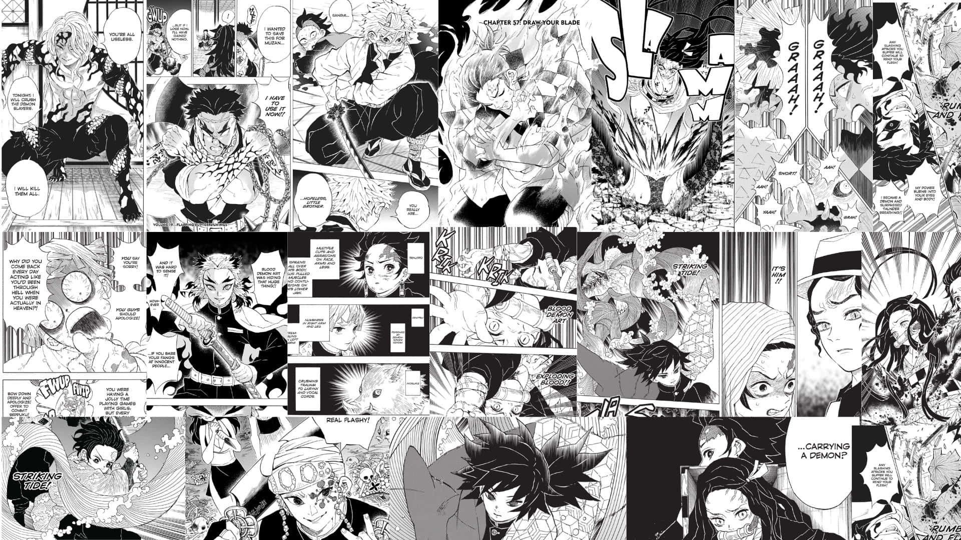 Download Demon Slayer Manga Collage Wallpaper