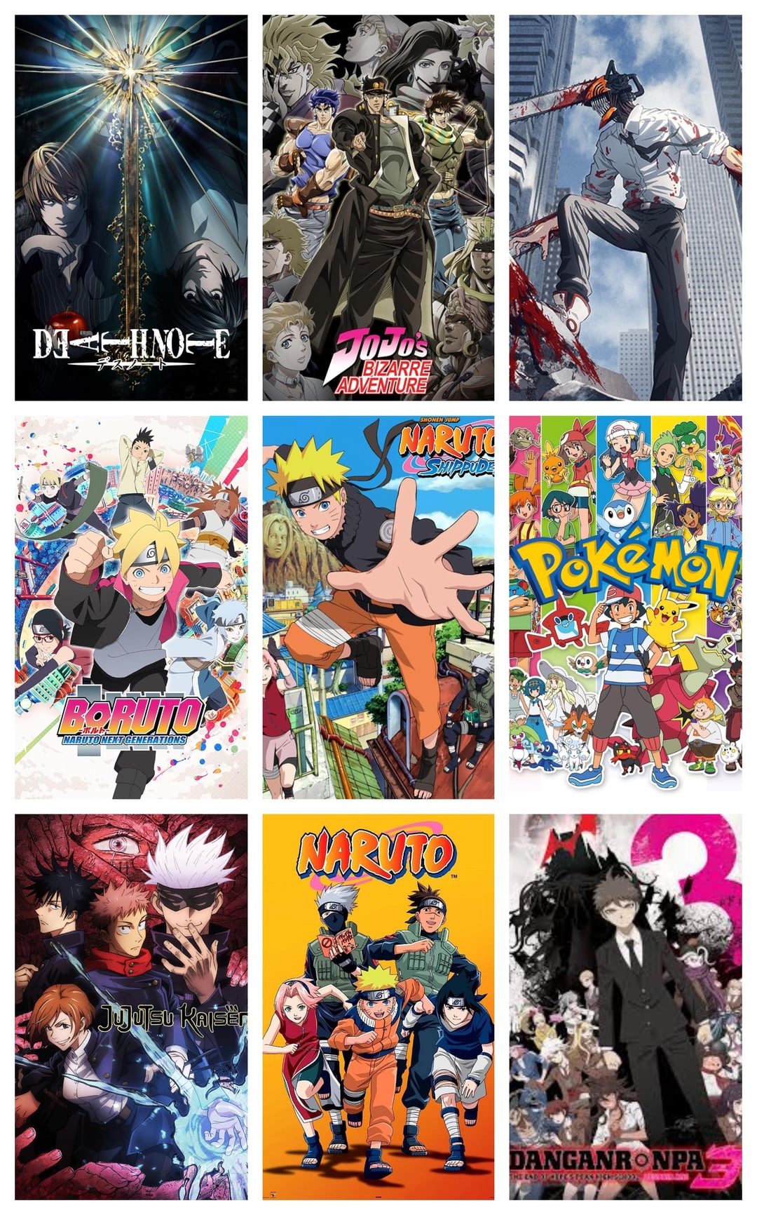 These Are All The Anime I watched.i loved death note, JJBA, Chainsaw Man, Naruto, abd JJK. Liked Shippuden and Pokemon. And I Hated Danganronpa 3 and Boruto. Any Suggestions?