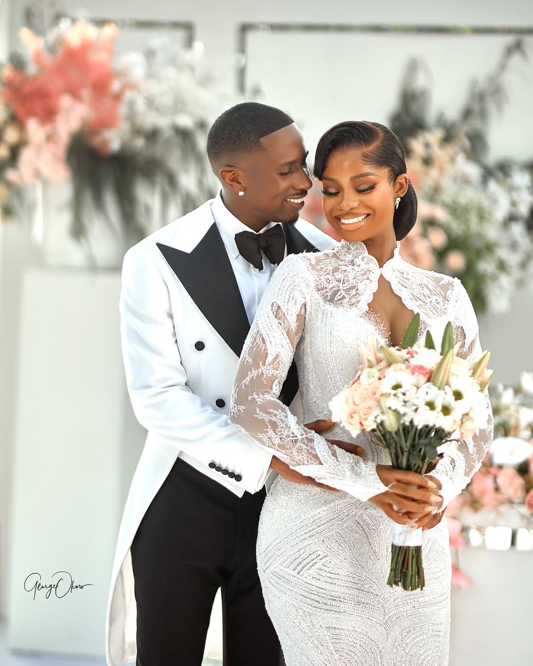Priscilla Ojo and Juma Jux's White Wedding Photo