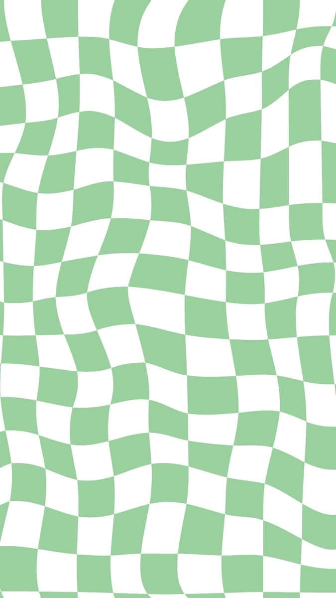 Download Green White Wavy Checkered Pattern Wallpaper