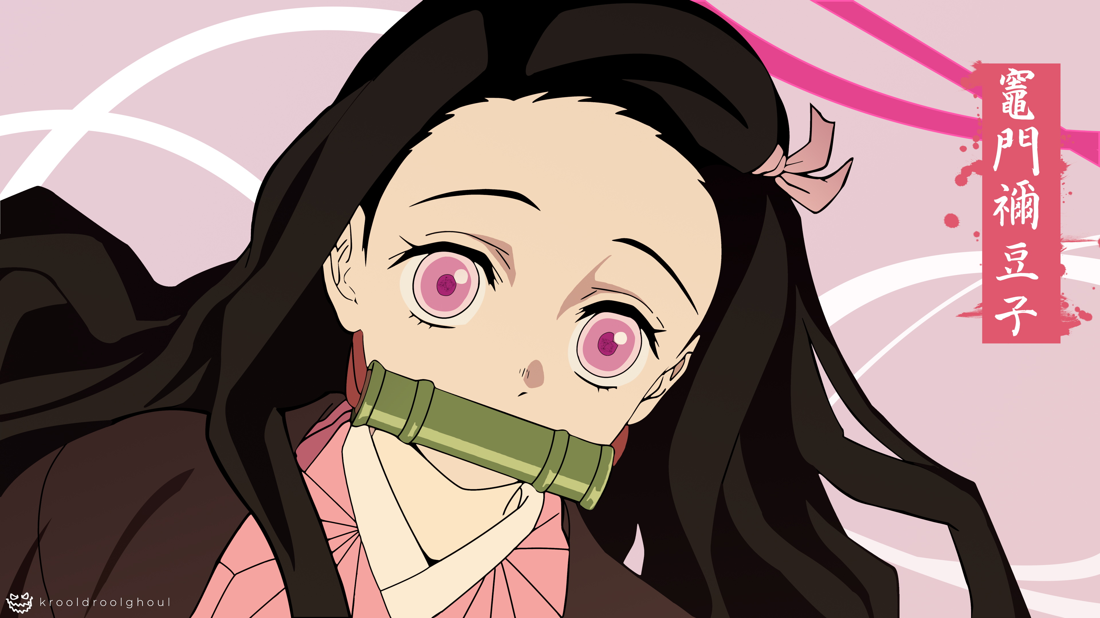 Download Pink Eyes Demon Slayer: Kimetsu No Yaiba Nezuko Kamado Anime 4k Ultra HD Wallpaper