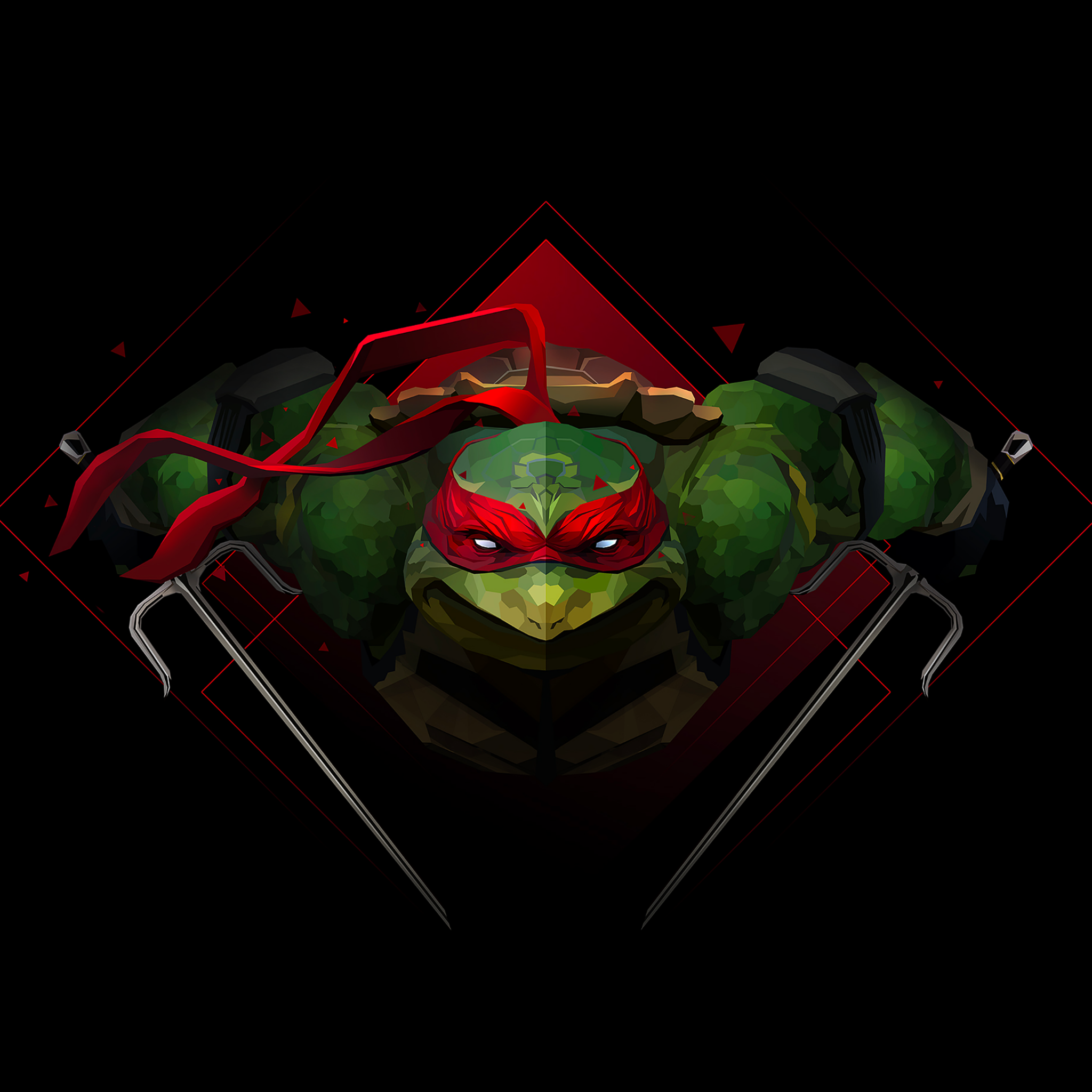 Raphael Wallpaper 4K, TMNT, Low poly, Artwork, AMOLED
