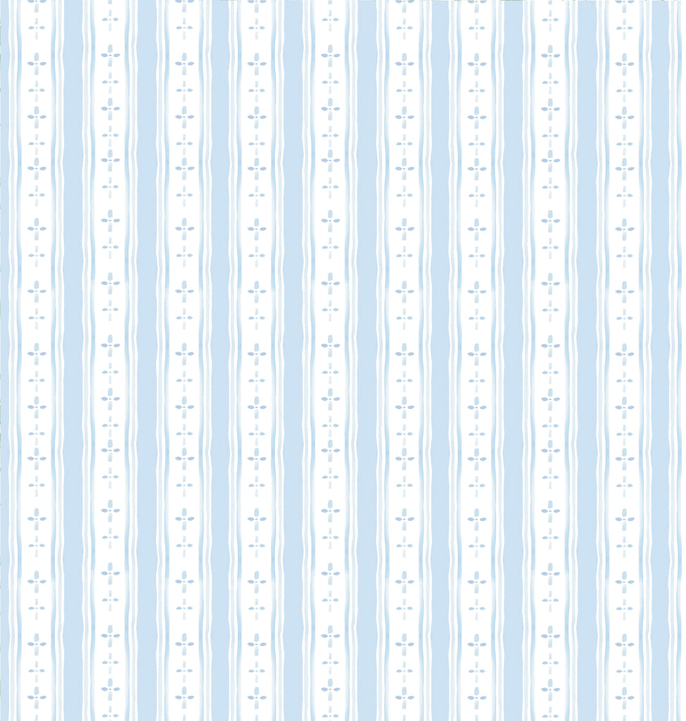 FLORAL STRIPE BLUE WALLPAPER
