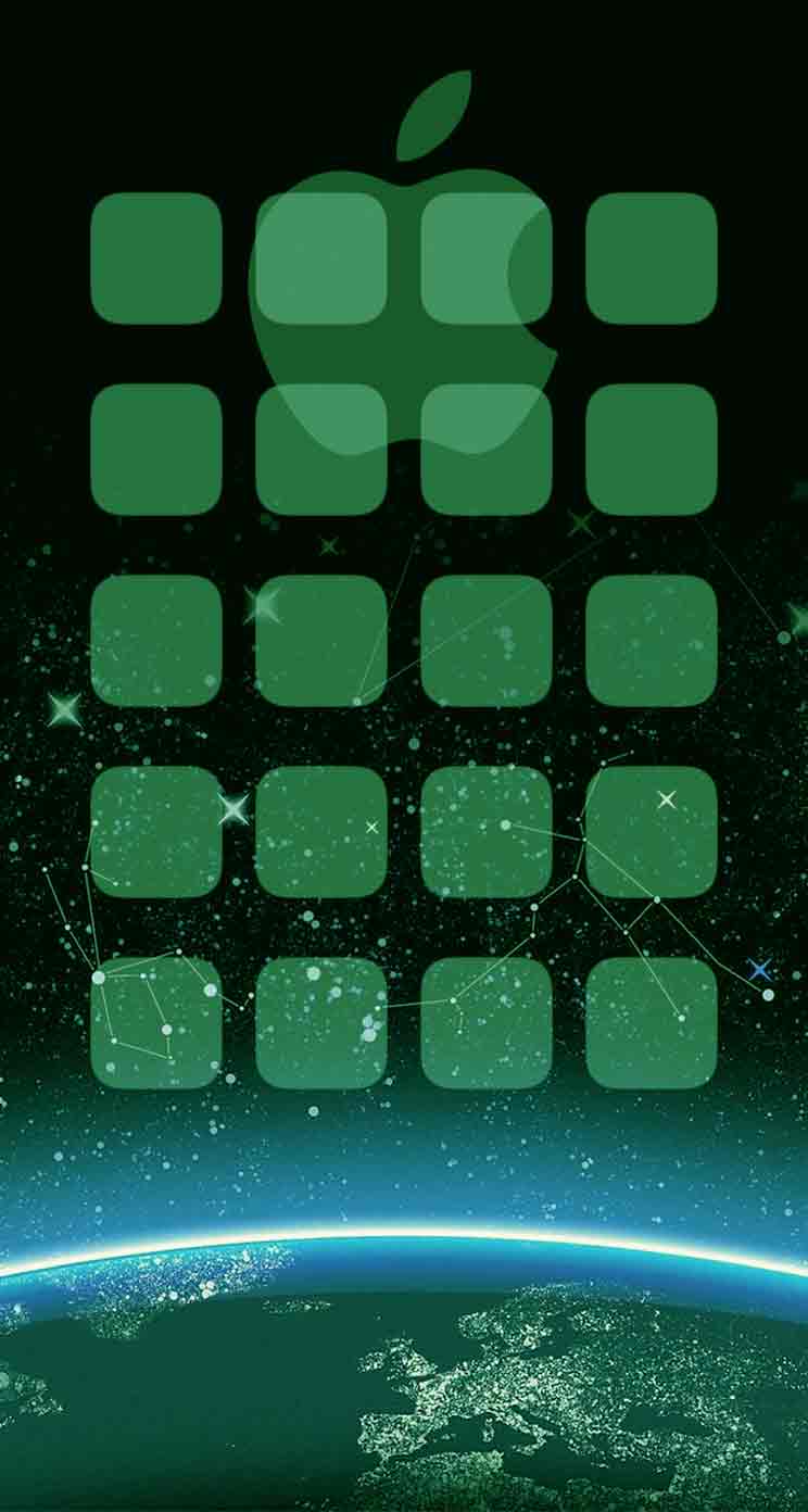 Apple logo shelf cool green space. wallpaper.sc iPhone5s, SE