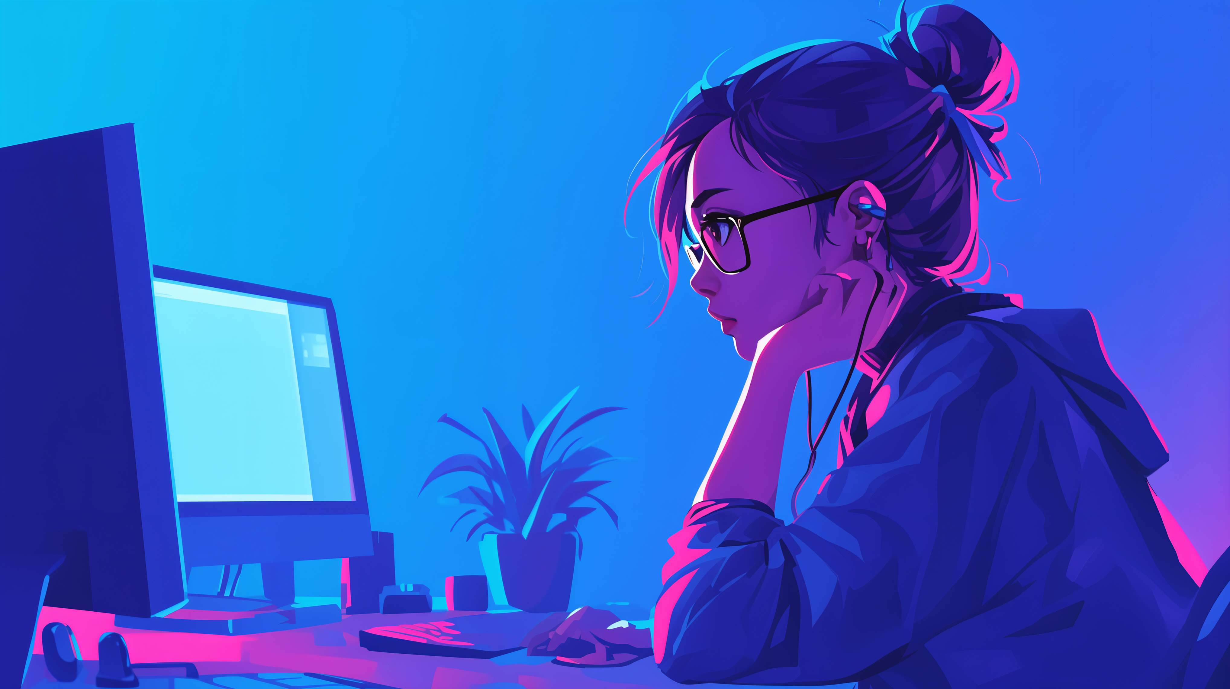 Focused Programmer: 4K Ultra HD Wallpaper