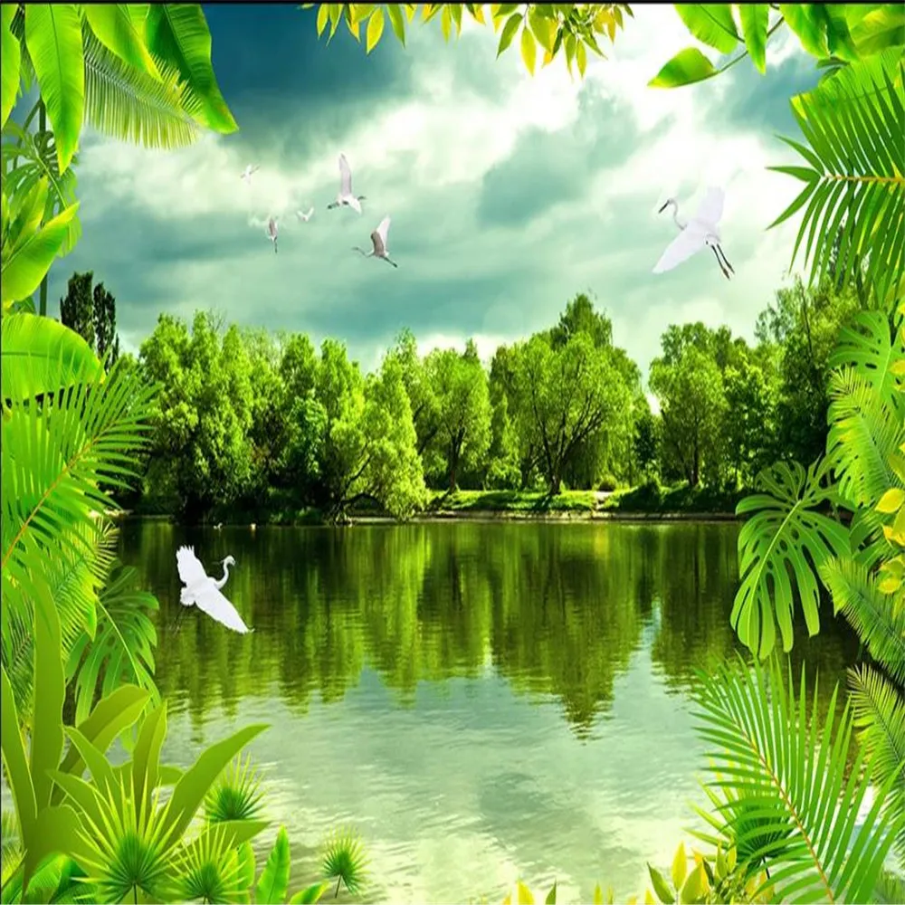 Forest Wallpaper For Bedroom: Green Fantasy Forest Nature HD TV Background Wall Decoration Painting