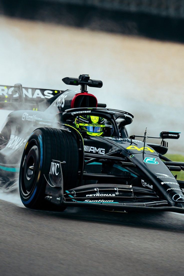 Lewis Hamilton in the rain, 2023 Mercedes W14 shakedown