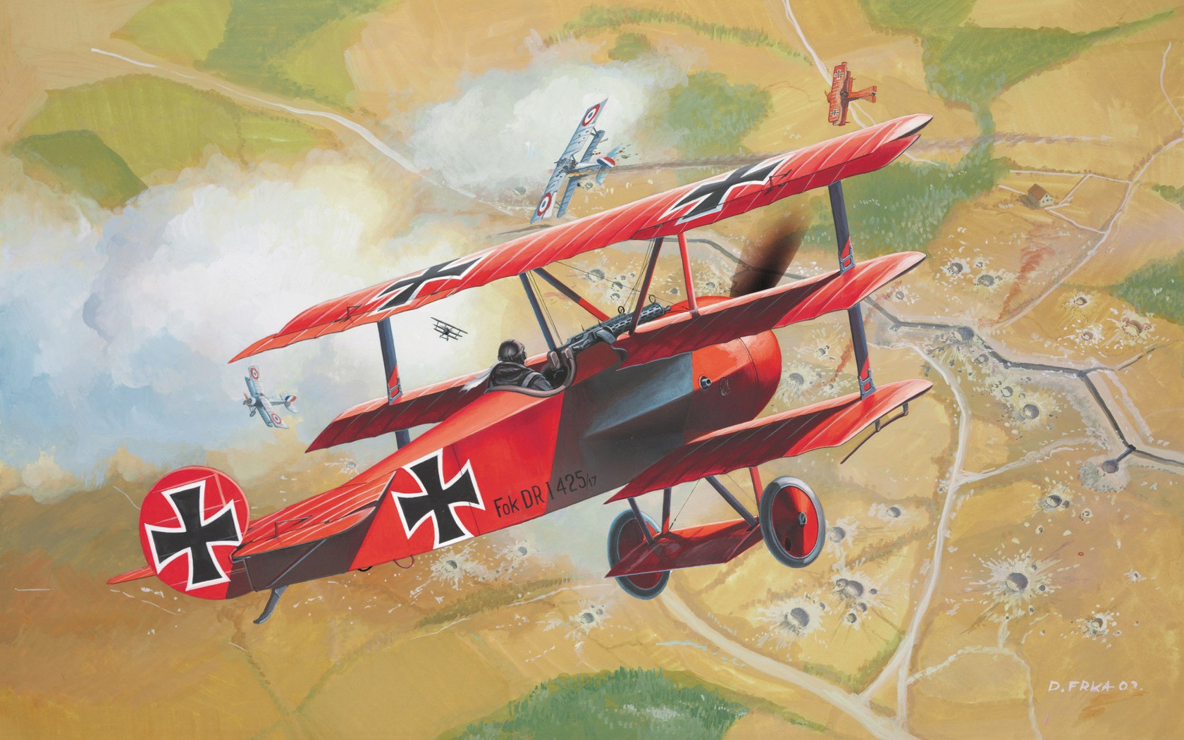 World War I, Red Baron, Trenches, Airplane, Artwork, Luftwaffe, Fokker DR 1 Wallpaper HD / Desktop and Mobile Background