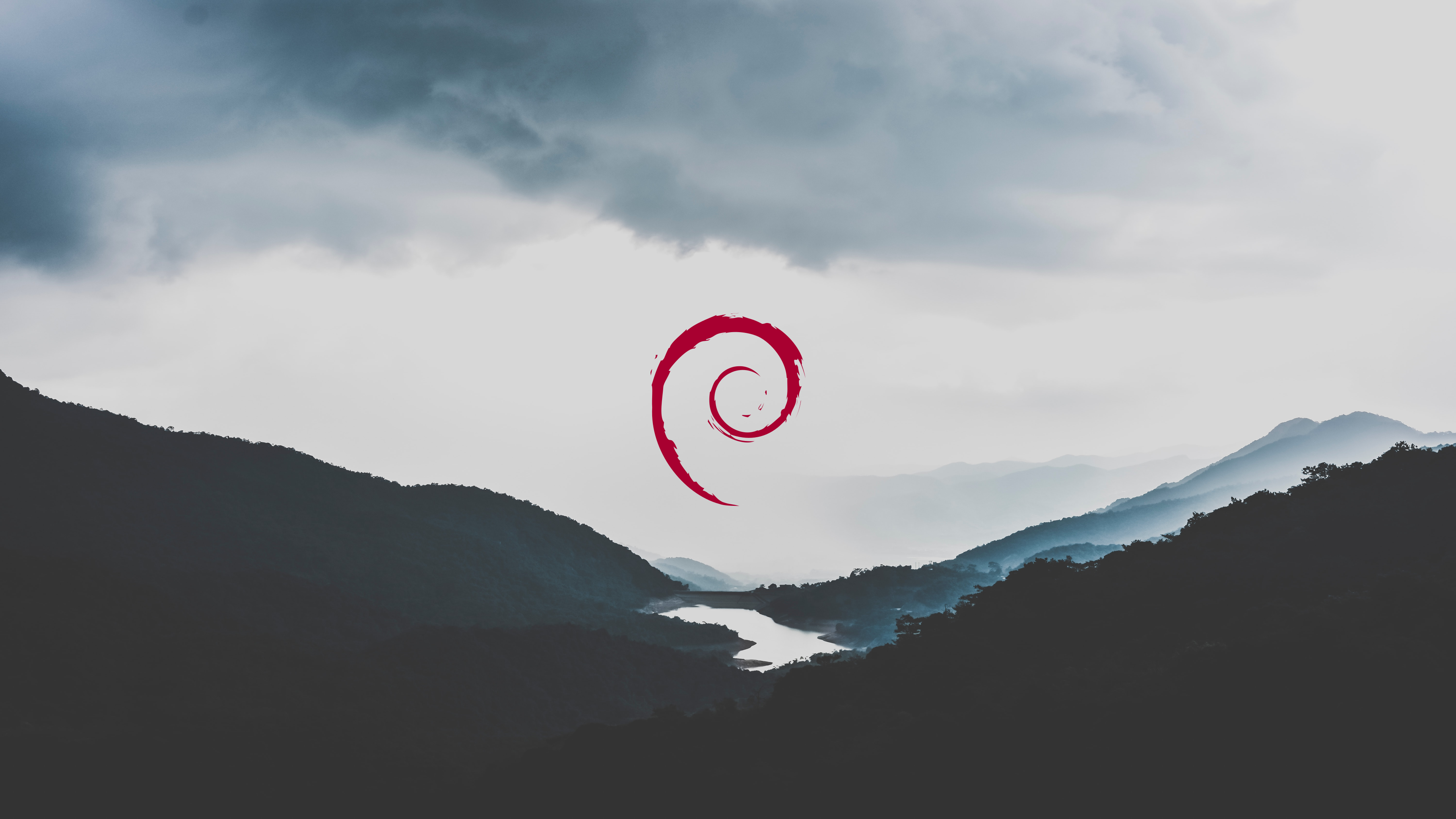 Added a Debian logo on an old wallpaper I had in my pc