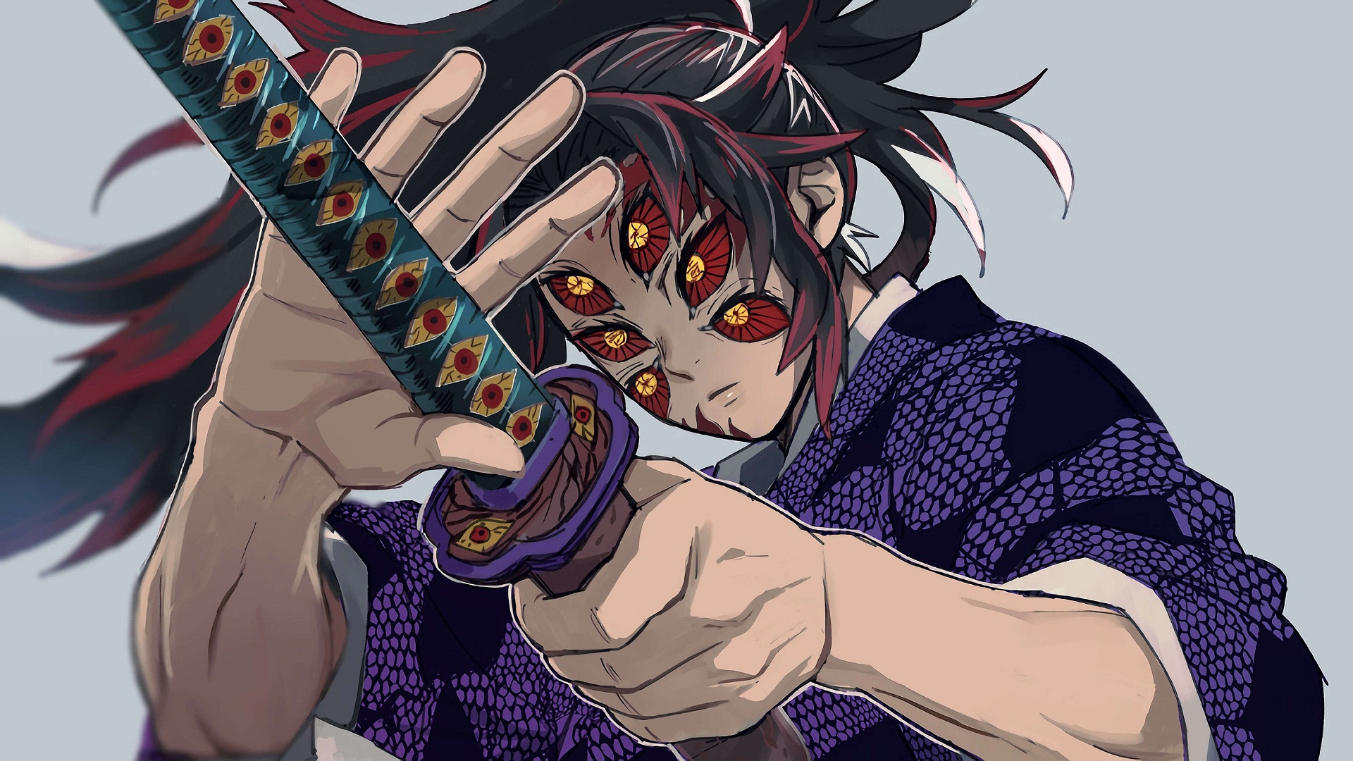 Wallpaper eyes, sword, being, the demon, Demon Slayer Kimetsu no Yaiba, The Blade Cleaves Demons for mobile and desktop, section сёнэн, resolution 1920x1080