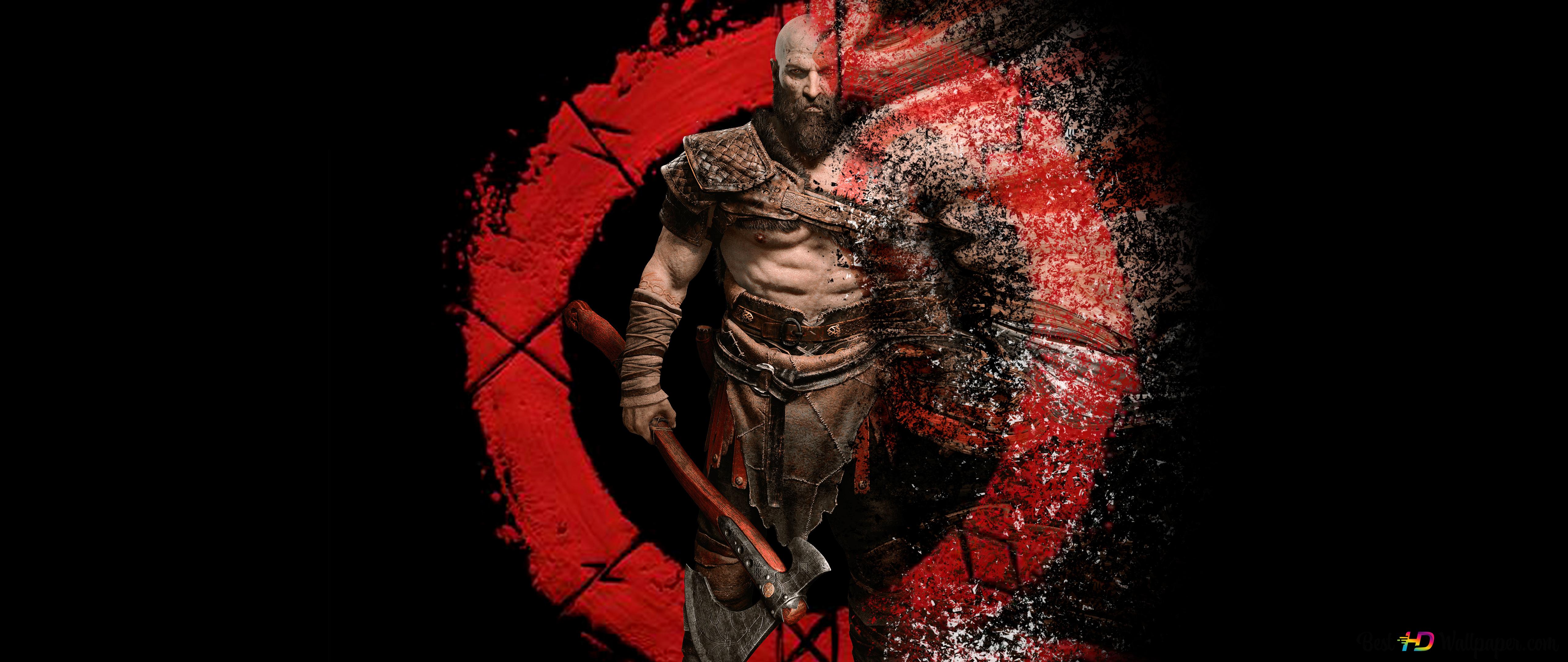 God of War with axe weapon 4K wallpaper download