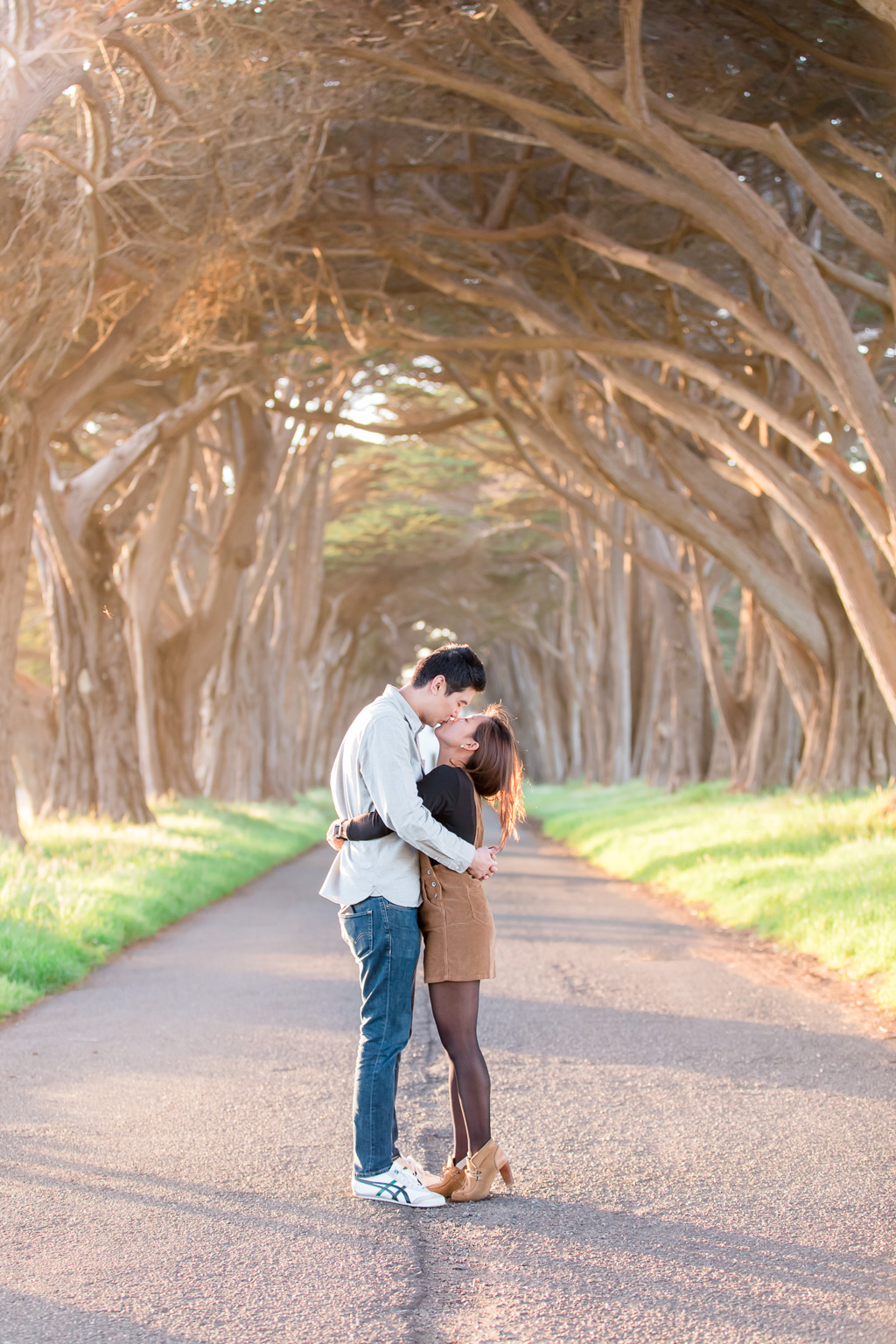 Joey & Patty. Point Reyes Cypress Tree Tunnel Surprise Engagement Proposal Tale Ahead