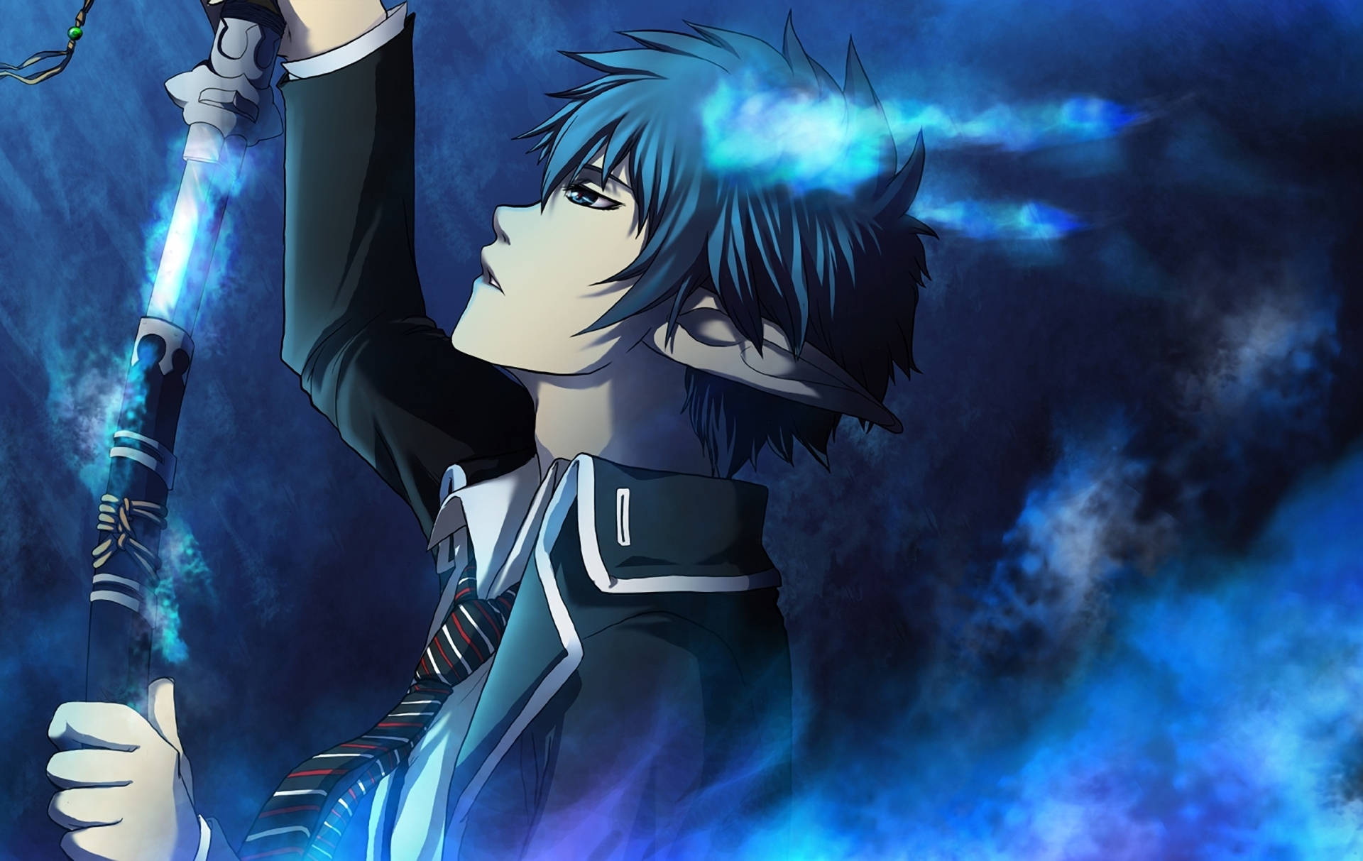 Download Rin Okumura prepares to fight in Blue Exorcist Wallpaper
