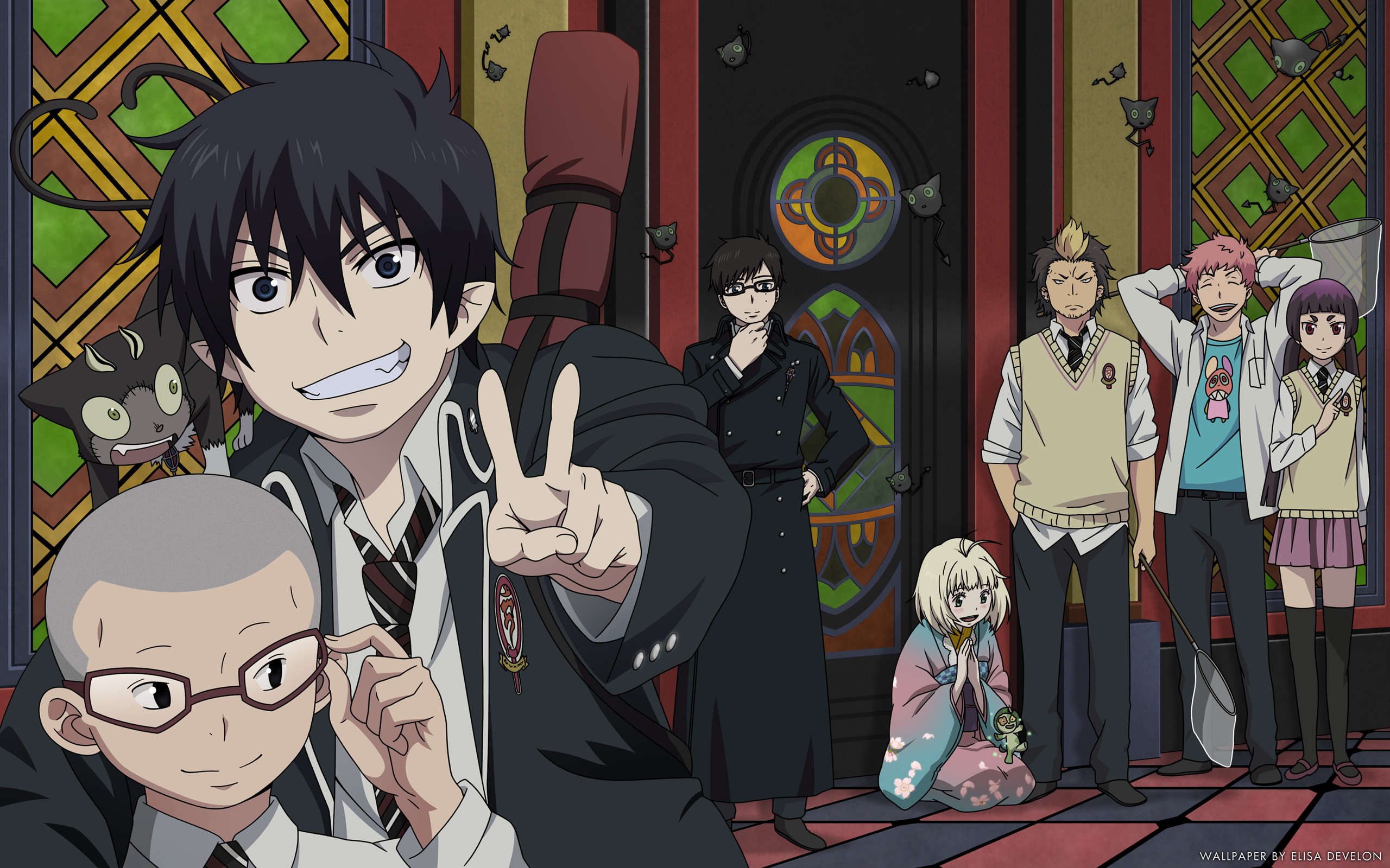 Ao No Exorcist HD Wallpaper: Featuring Rin, Yukio, and Friends