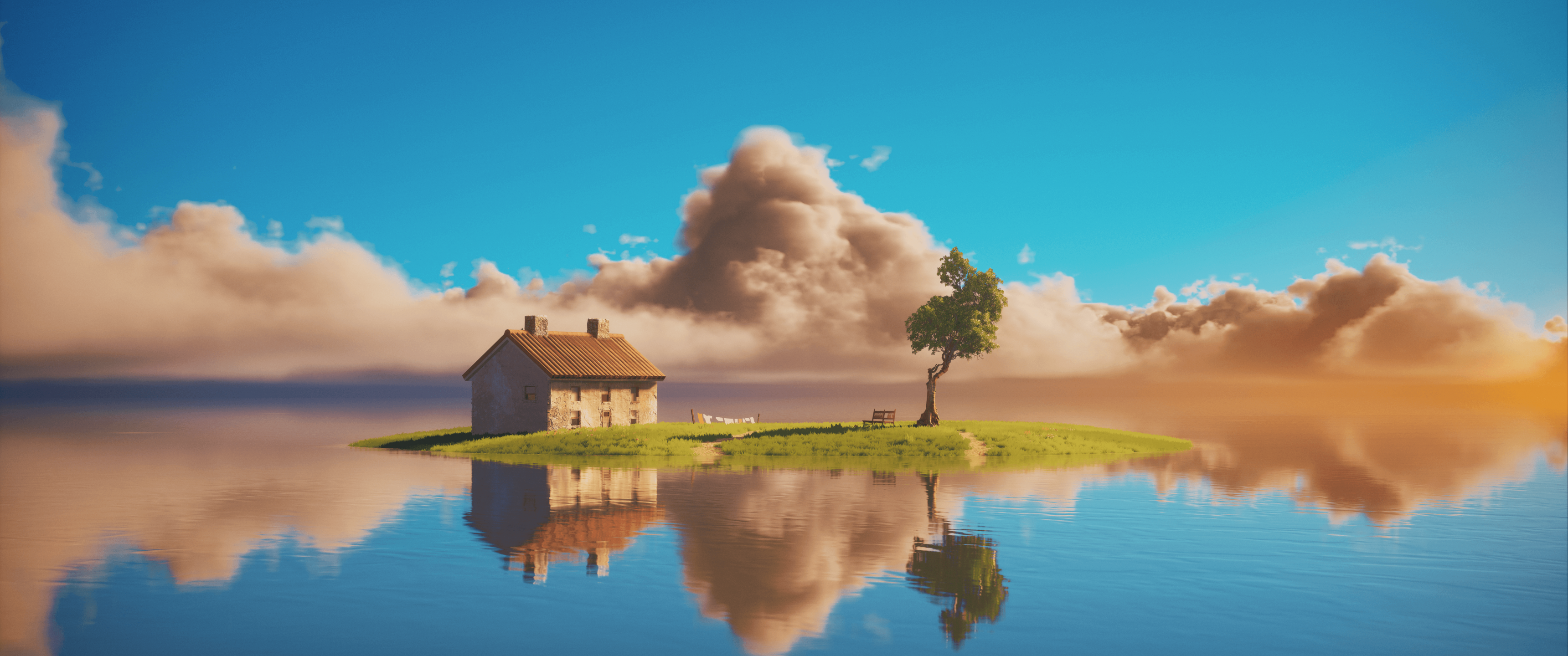 Island Wallpaper 4K, Sunny day, Daylight, Blue Sky