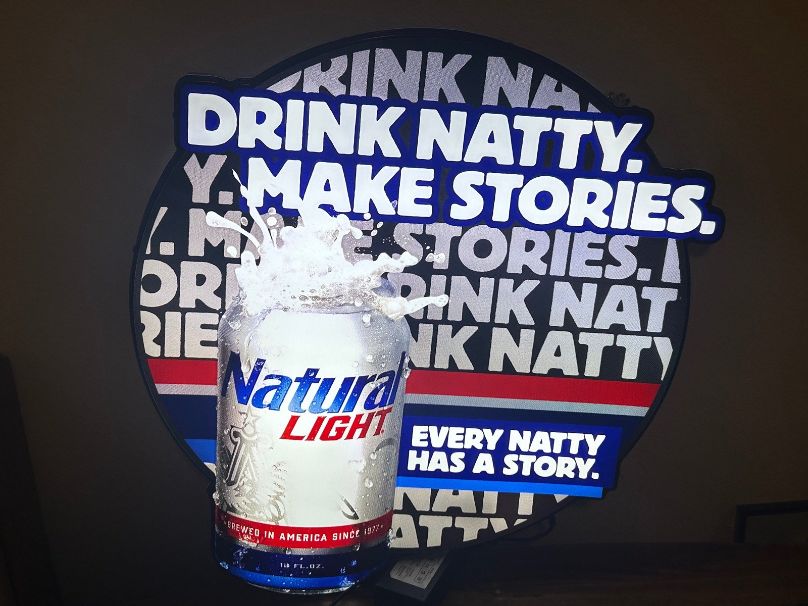 Natural Light Beer LED Bar Sign Natty Light LED Man Cave Decor