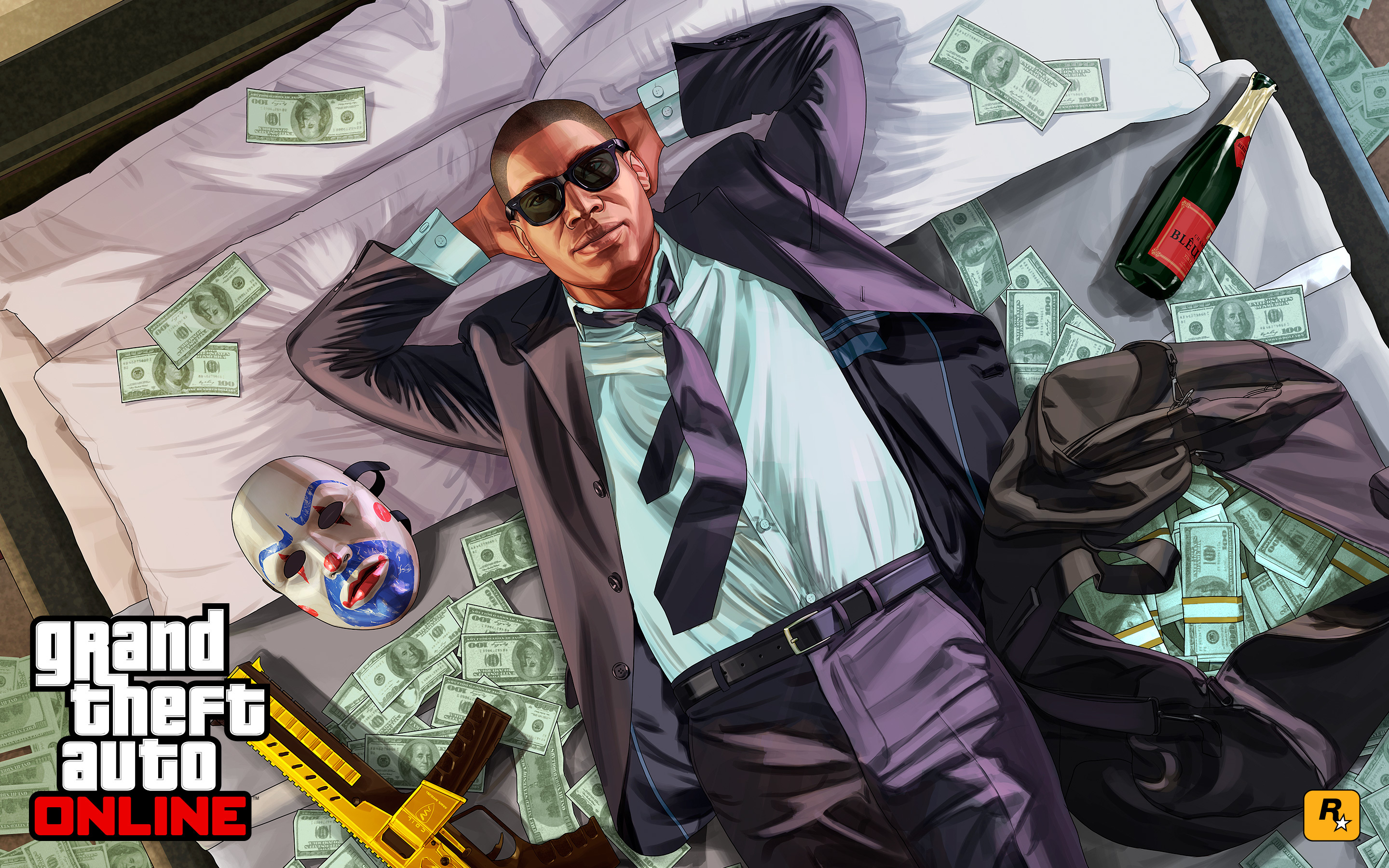 Wallpaper money, online, bandit, gta 5, gangs for mobile and desktop, section игры, resolution 2880x1800