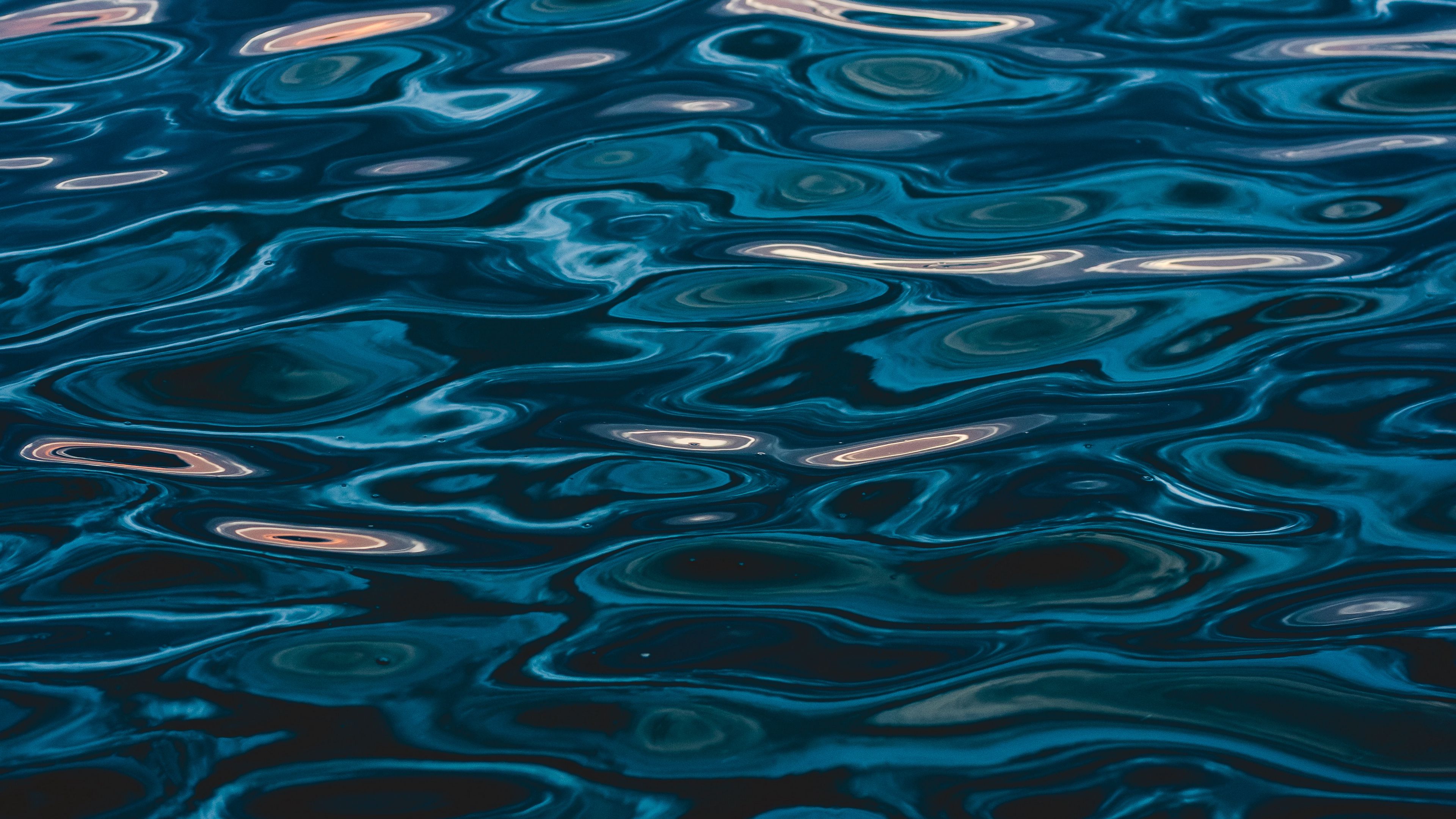 Download wallpaper 3840x2160 sea, water, ripples, waves, circles 4k uhd 16:9 HD background