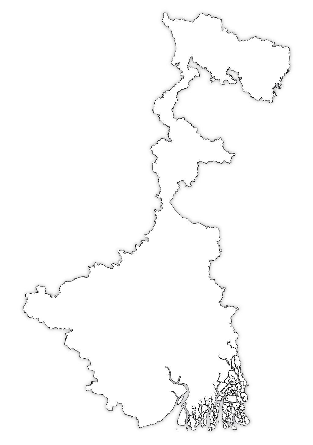 West Bengal Outline Map, West Bengal Blank Map