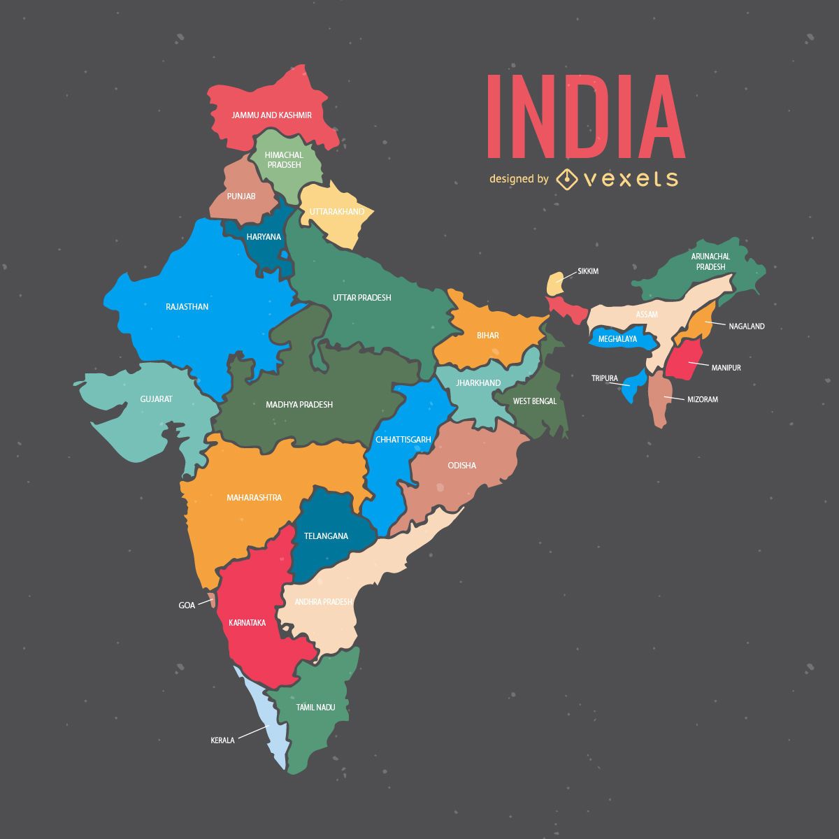 India Map With States Vector Download