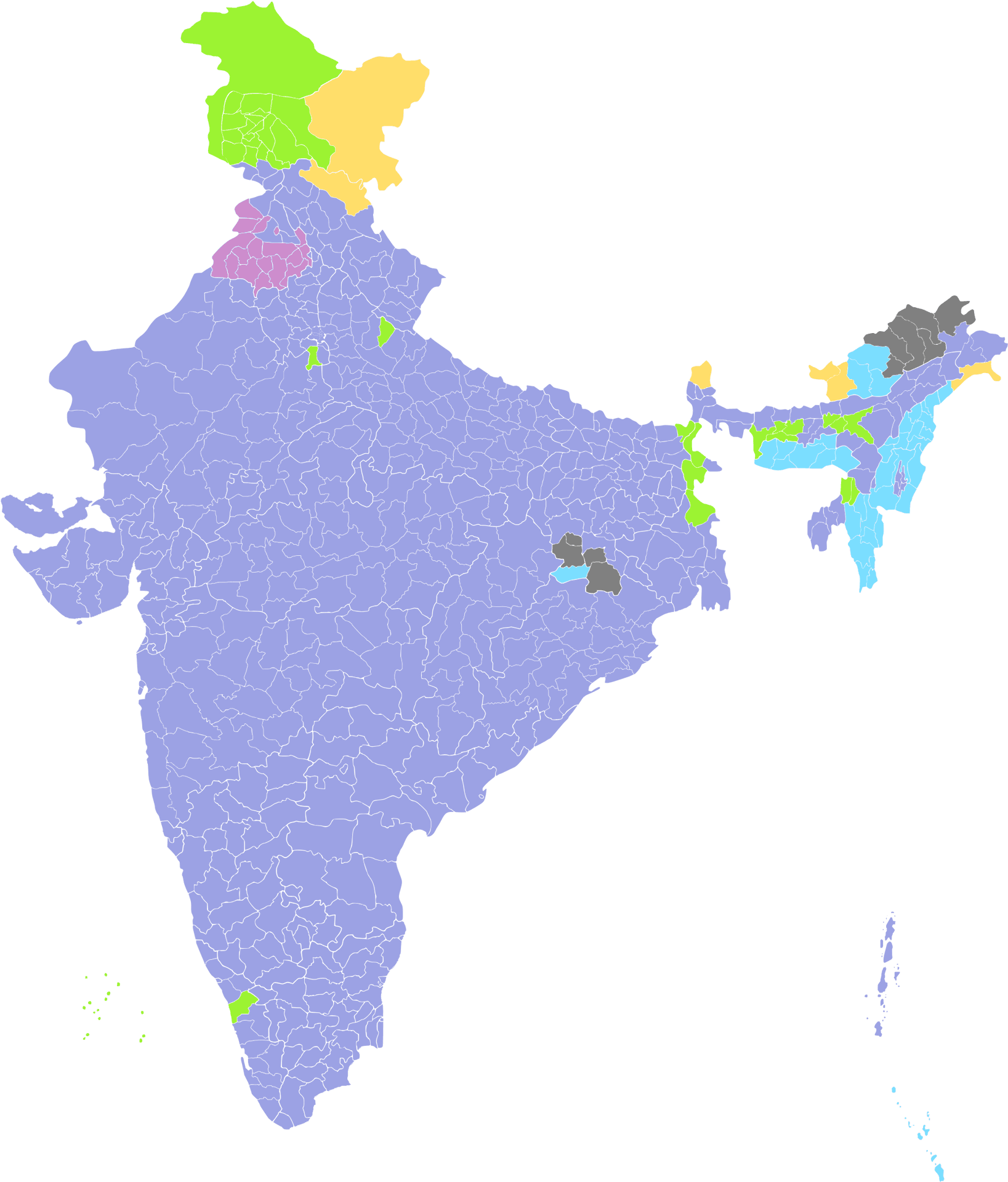 Download India Political Map Color Coded Regions