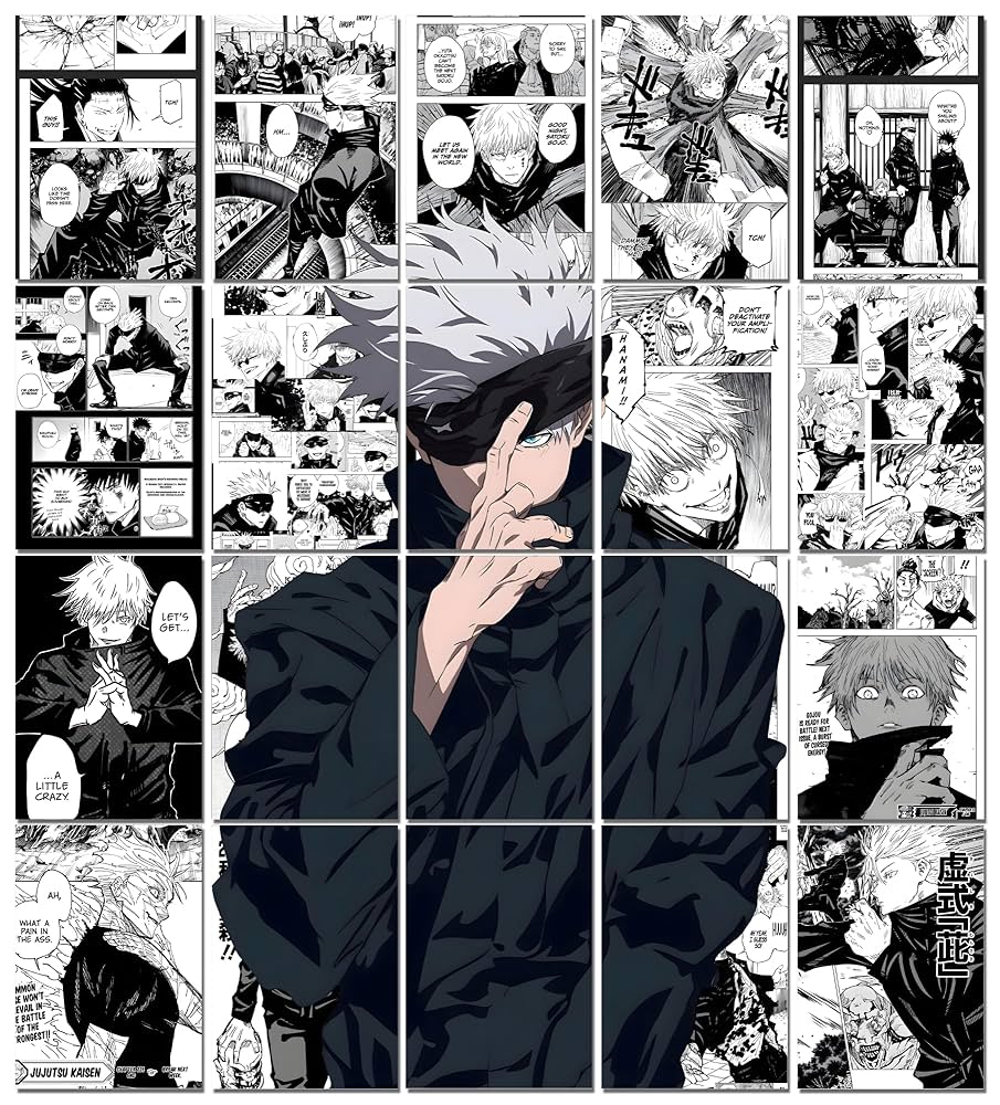 Moment Prints Gojo Satoru Manga Collage Poster Set of 20, 210 mm x 297 mm, 300 GSM Paper, Anime Posters, Gojo Poster (Gojo Manga 1) Dots Included, Cardstock, Amazon.in: Home & Kitchen
