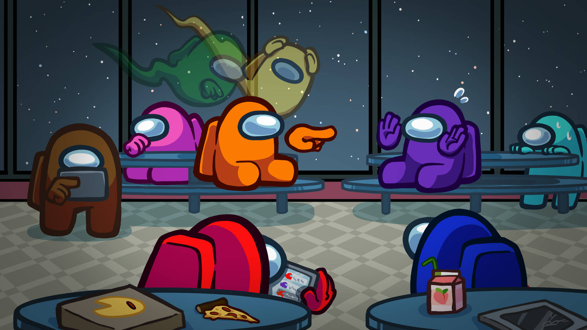 Download Among Us Desktop Cafeteria Wallpaper