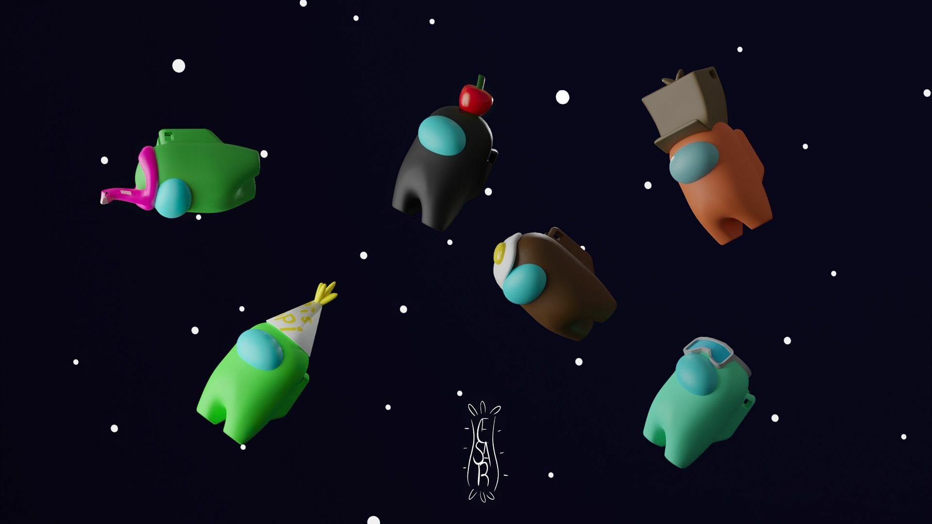 Among Us Crewmates Space HD Wallpaper