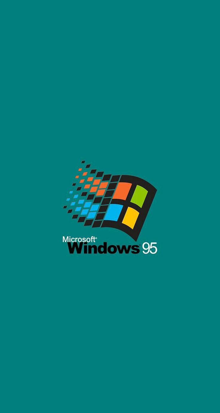 Windows 95 Phone Wallpaper with Logo on Dark Green Background