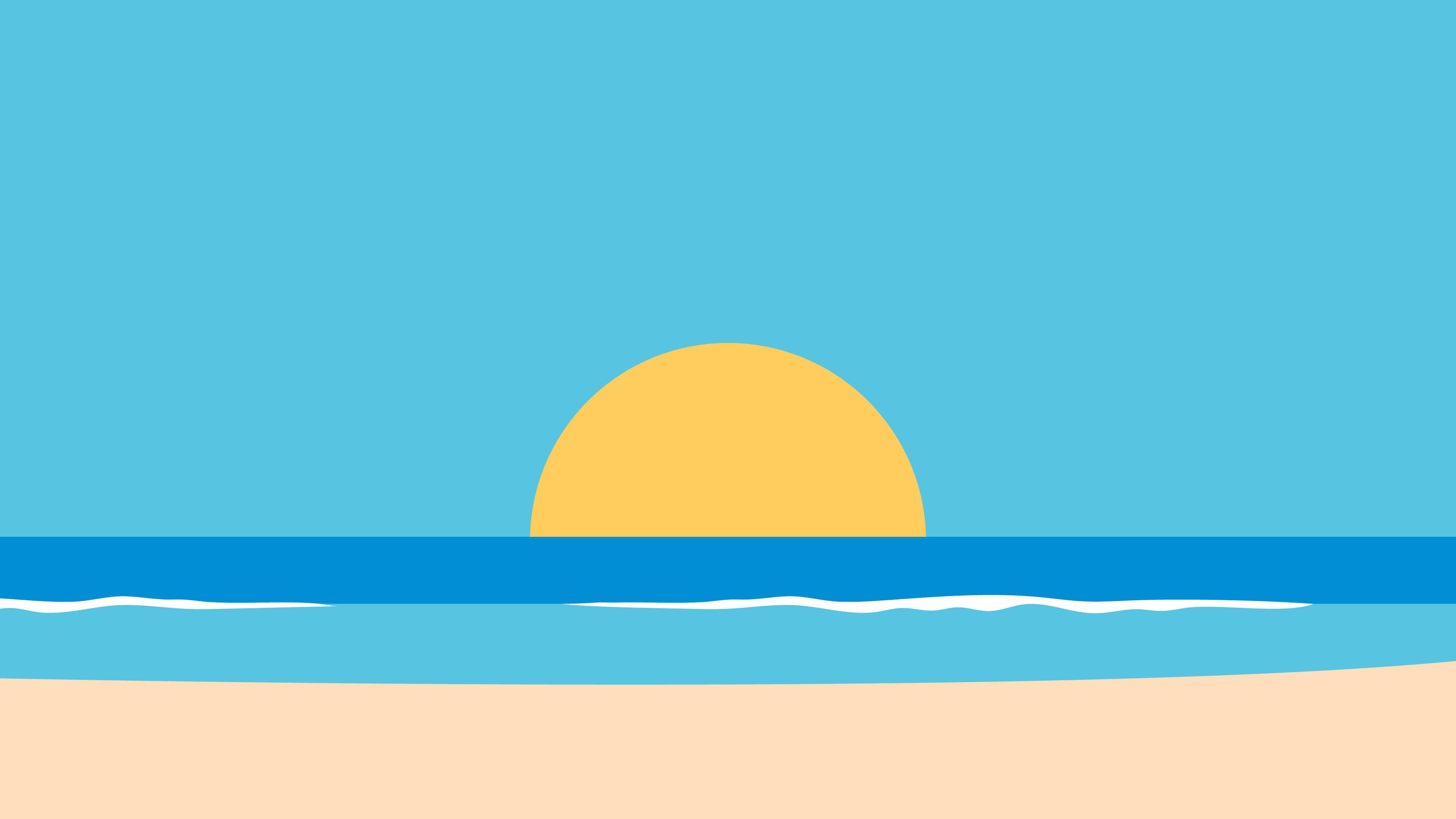 3840x2160) Minimalist Beach Summer
