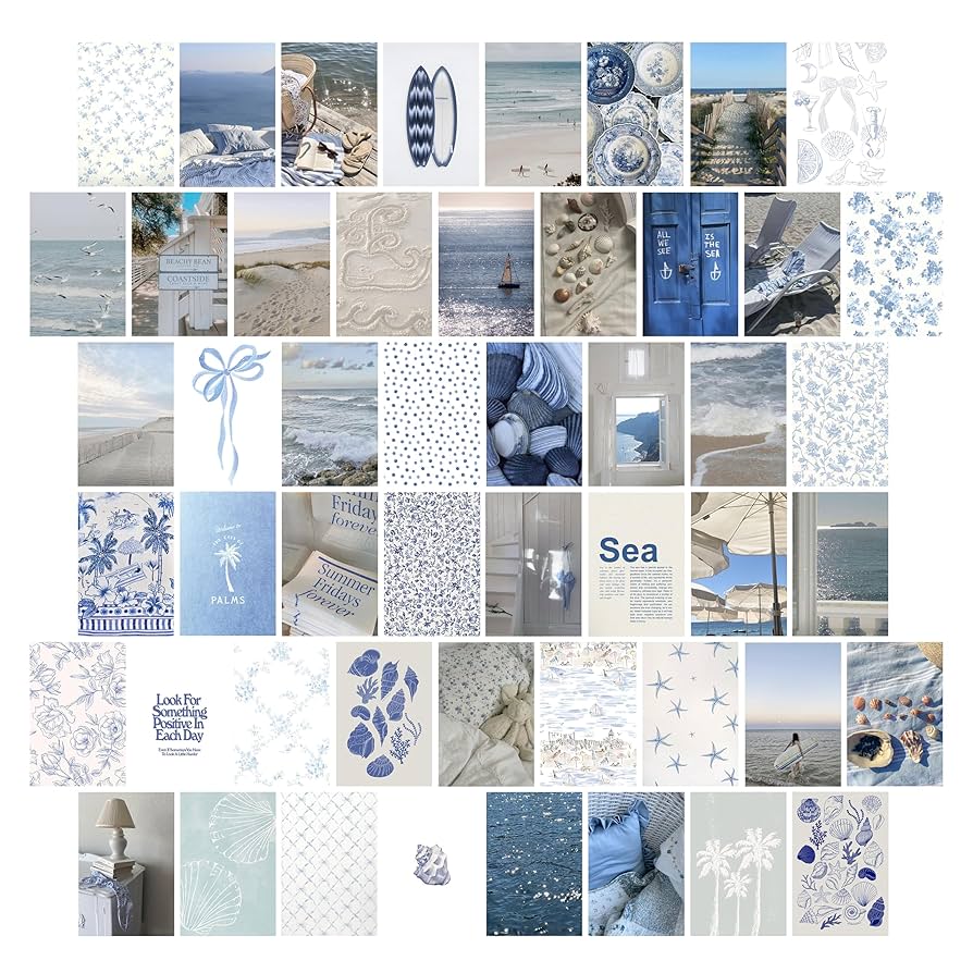TwoDays Coastal Granddaughter Room Decor, Beachy Aesthetic Wall Collage Kit, Coastal Cowgirl Wall Art Prints for Teen Girls Bedroom, Beach Artwork. (Set of 50, 4 × 6): Posters & Prints